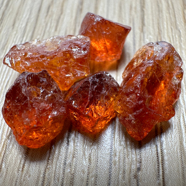 14.20ct Spessartite Carrot Colour Garnet Lot, Tanzania. Untreated Unheated. 2.01ct - 3.71ct. Slightly Included