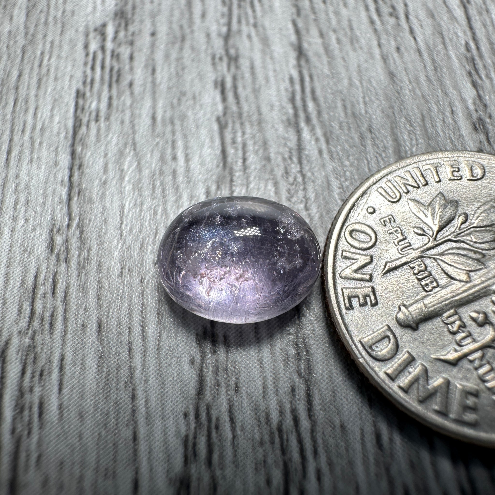 Sapphire Cabochon, 3.49ct, Umba Valley, Tanzania. Untreated Unheated. Yes that's a moving spot caused by silk positioning!