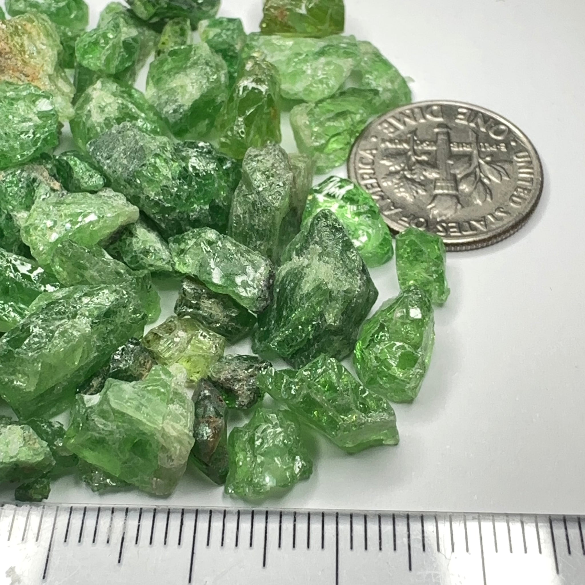 Tsavorite Lot, 39.90gm / 199.50ct, Tanzania, Untreated Unheated, heavily included, cab/specimen grade