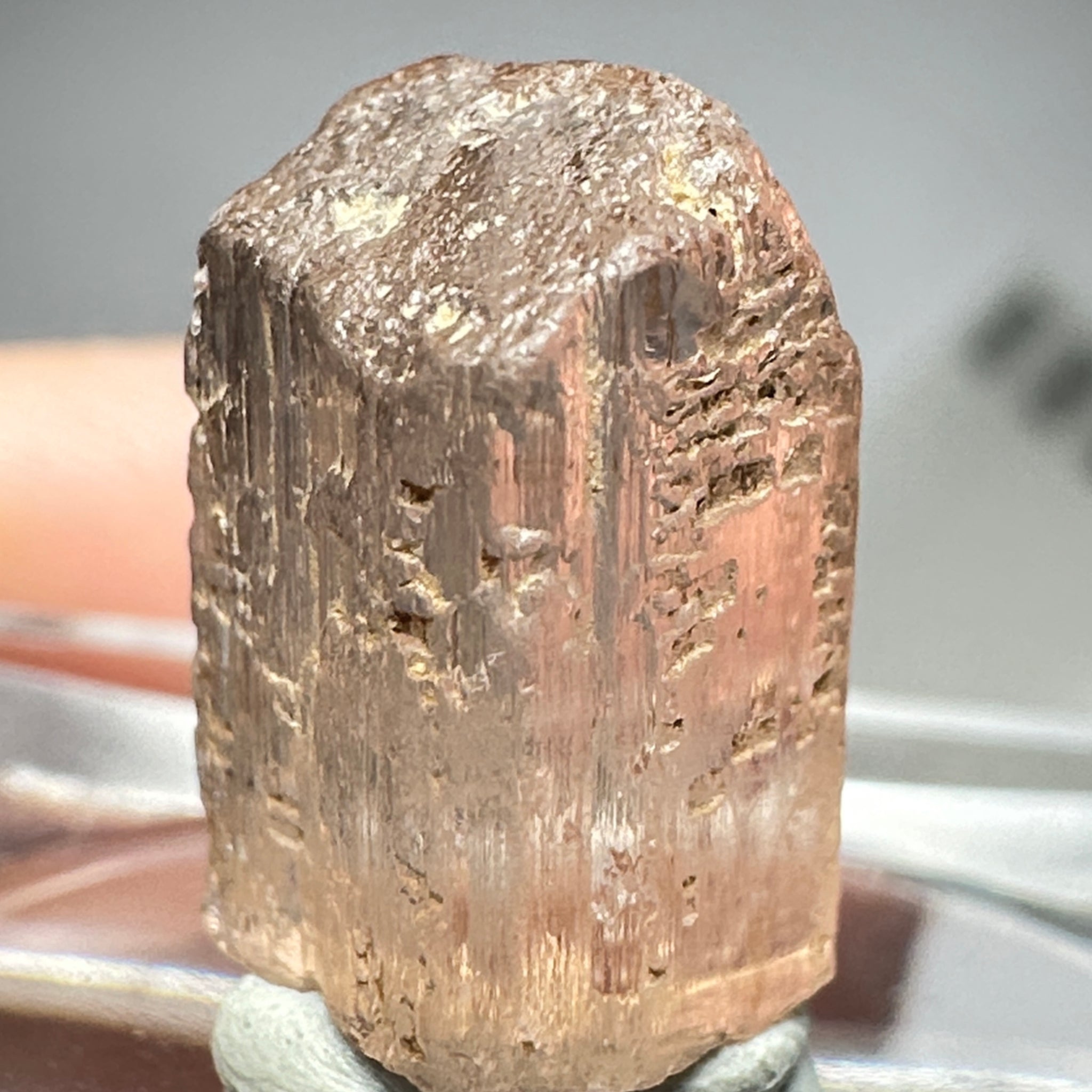 Exceptionally Rare Peach Pink Scapolite Crystal, 12.14ct, Tanzania, Untreated Unheated, vvs-if (Flawless)