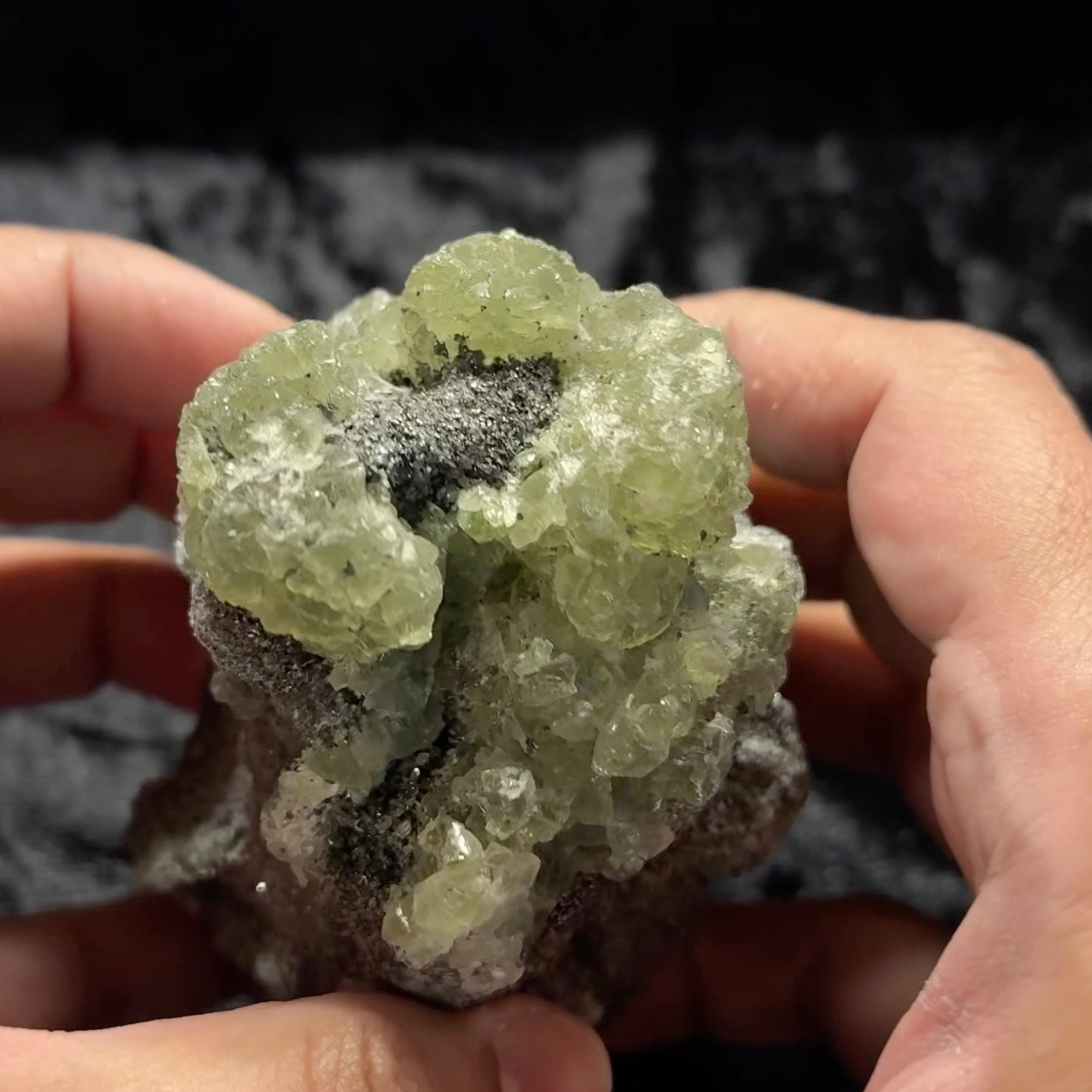 Prehnite Crystal, 581gm, Merelani, Tanzania, mined with Tanzanite, Unheated Untreated, still with mine dirt, needs to be washed
