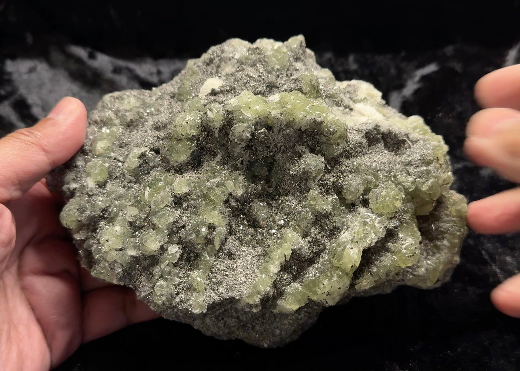 Prehnite Crystal, 1.978kg, Merelani, Tanzania, mined with Tanzanite, Unheated Untreated, still with mine dirt, needs to be washed