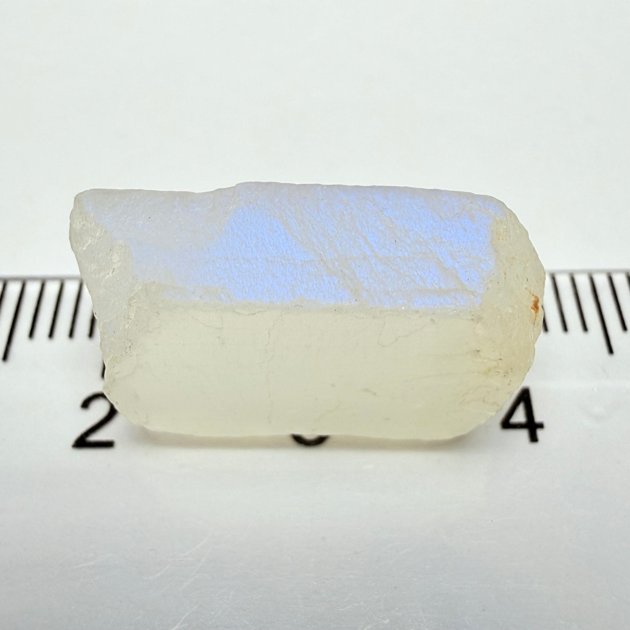 Blue Sheen Moonstone, 15.22ct, Tanzania, Untreated Unheated, mark the angle of the Sheen