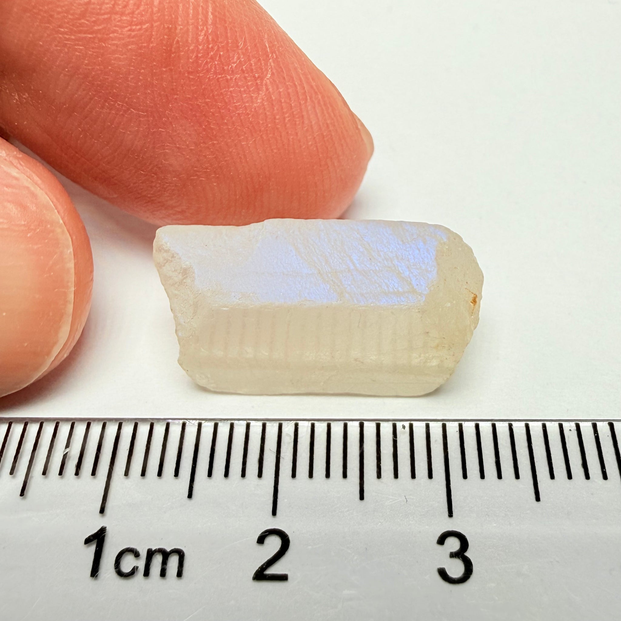 Blue Sheen Moonstone, 15.22ct, Tanzania, Untreated Unheated, mark the angle of the Sheen