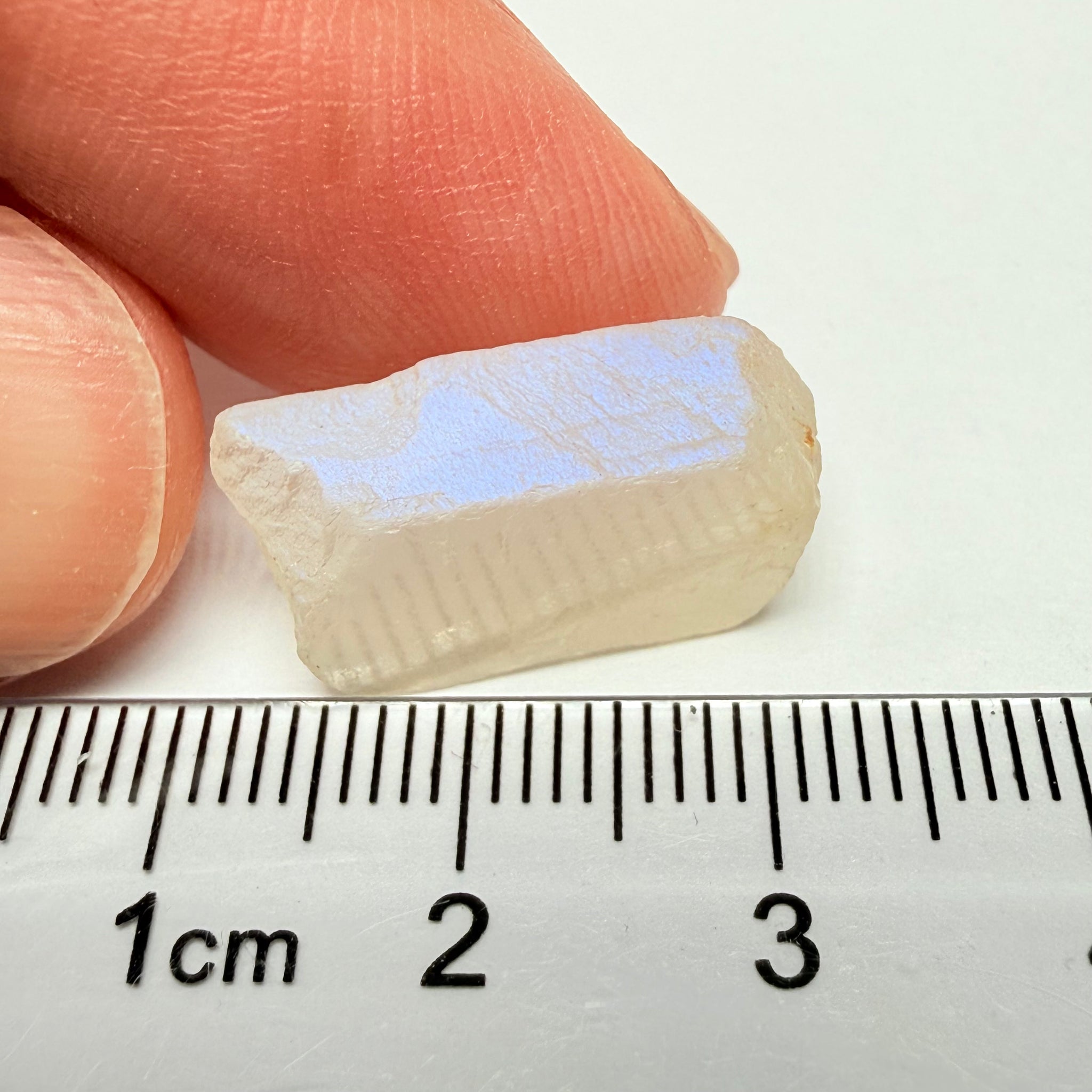 Blue Sheen Moonstone, 15.22ct, Tanzania, Untreated Unheated, mark the angle of the Sheen