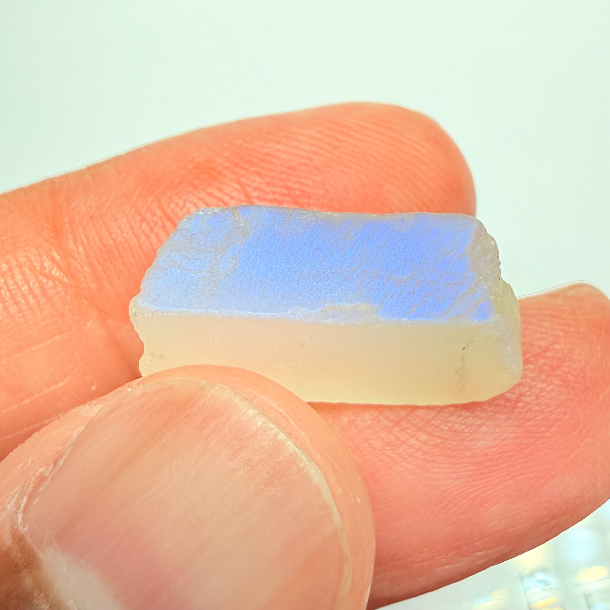 Blue Sheen Moonstone, 15.22ct, Tanzania, Untreated Unheated, mark the angle of the Sheen