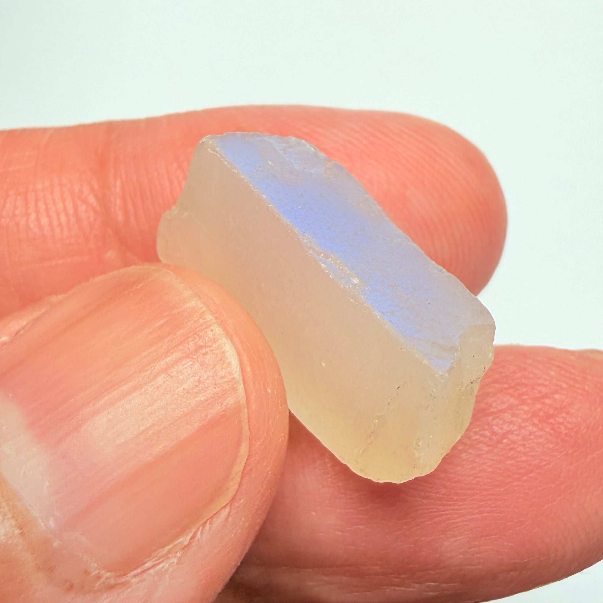 Blue Sheen Moonstone, 15.22ct, Tanzania, Untreated Unheated, mark the angle of the Sheen