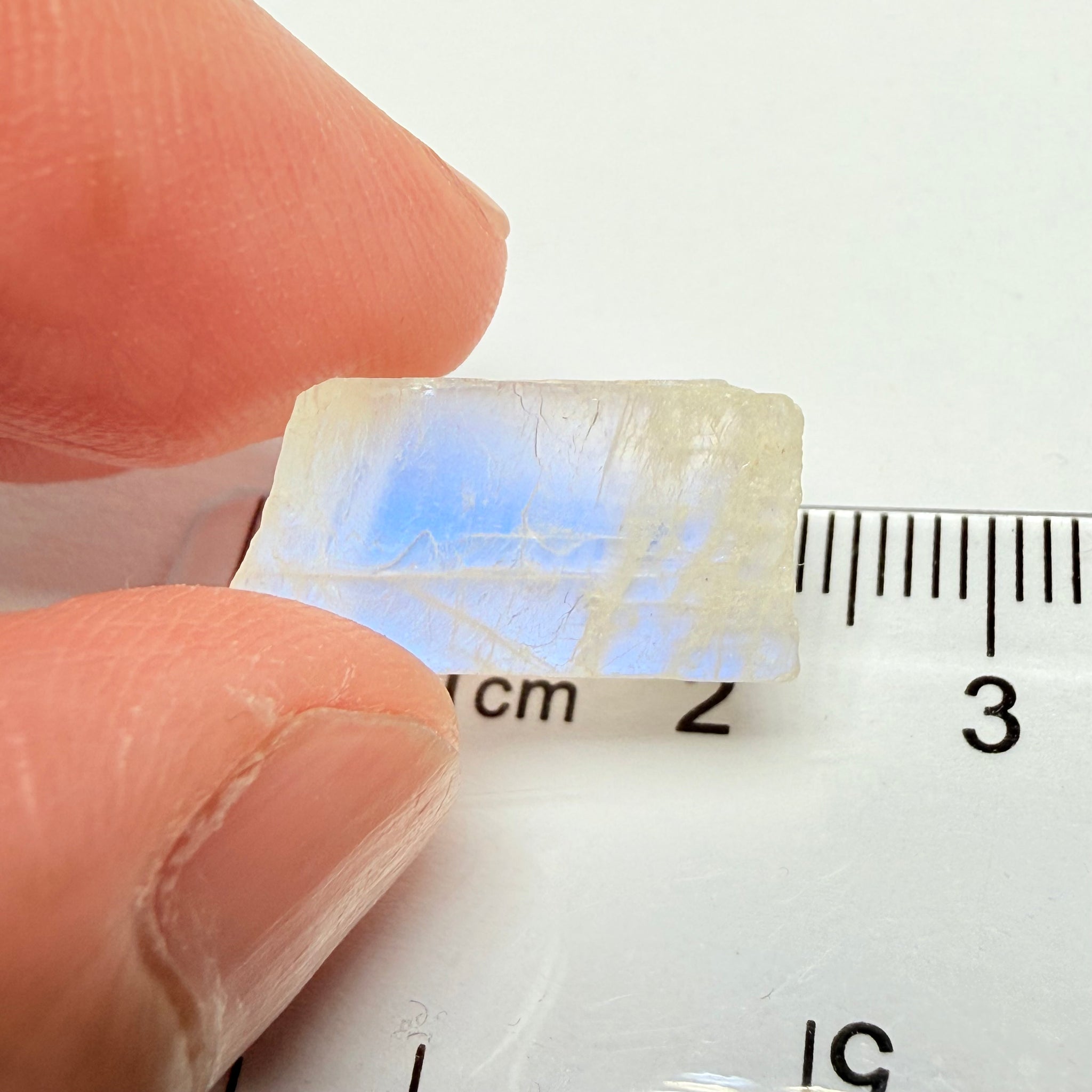 Blue Sheen Moonstone, 13.95ct, Tanzania, Untreated Unheated, note Sheen position, there are some fractures on one side, I have tilted the stone in some pictures to reflect the cracks so you can see their position