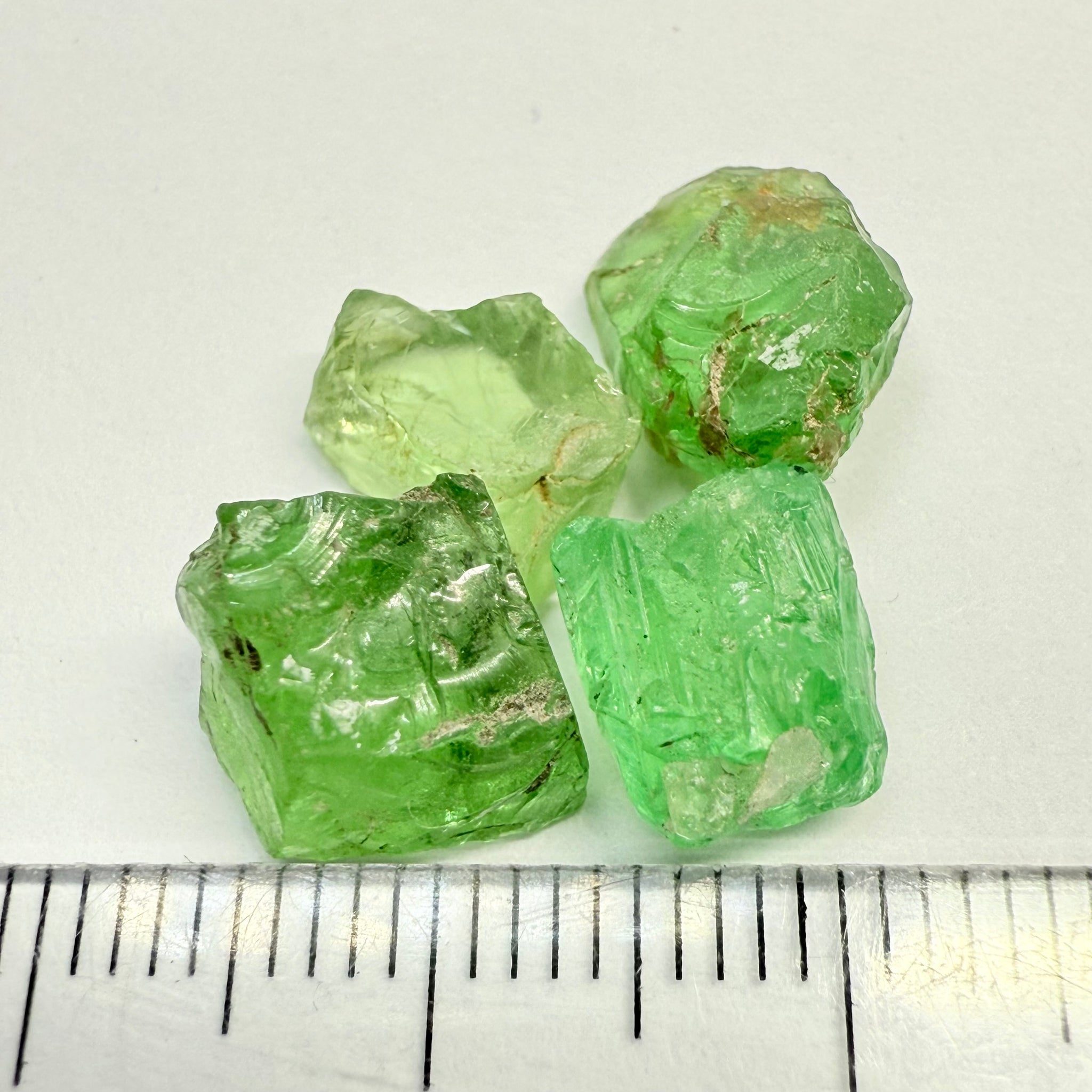 Tsavorite Garnet Lot, 16.08ct, Tanzania, Untreated Unheated, veils and slight tiny cracks, two pieces flat shape