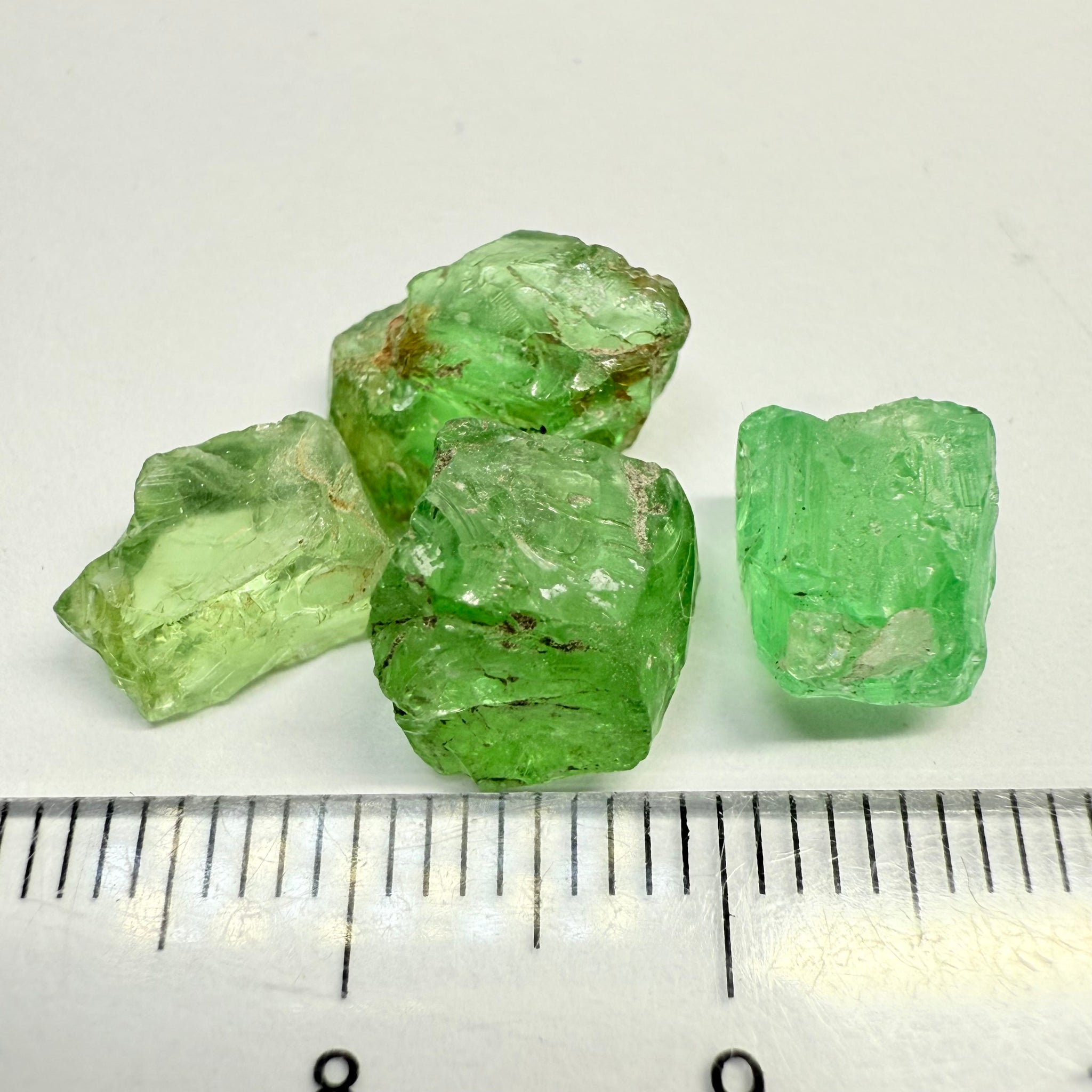 Tsavorite Garnet Lot, 16.08ct, Tanzania, Untreated Unheated, veils and slight tiny cracks, two pieces flat shape