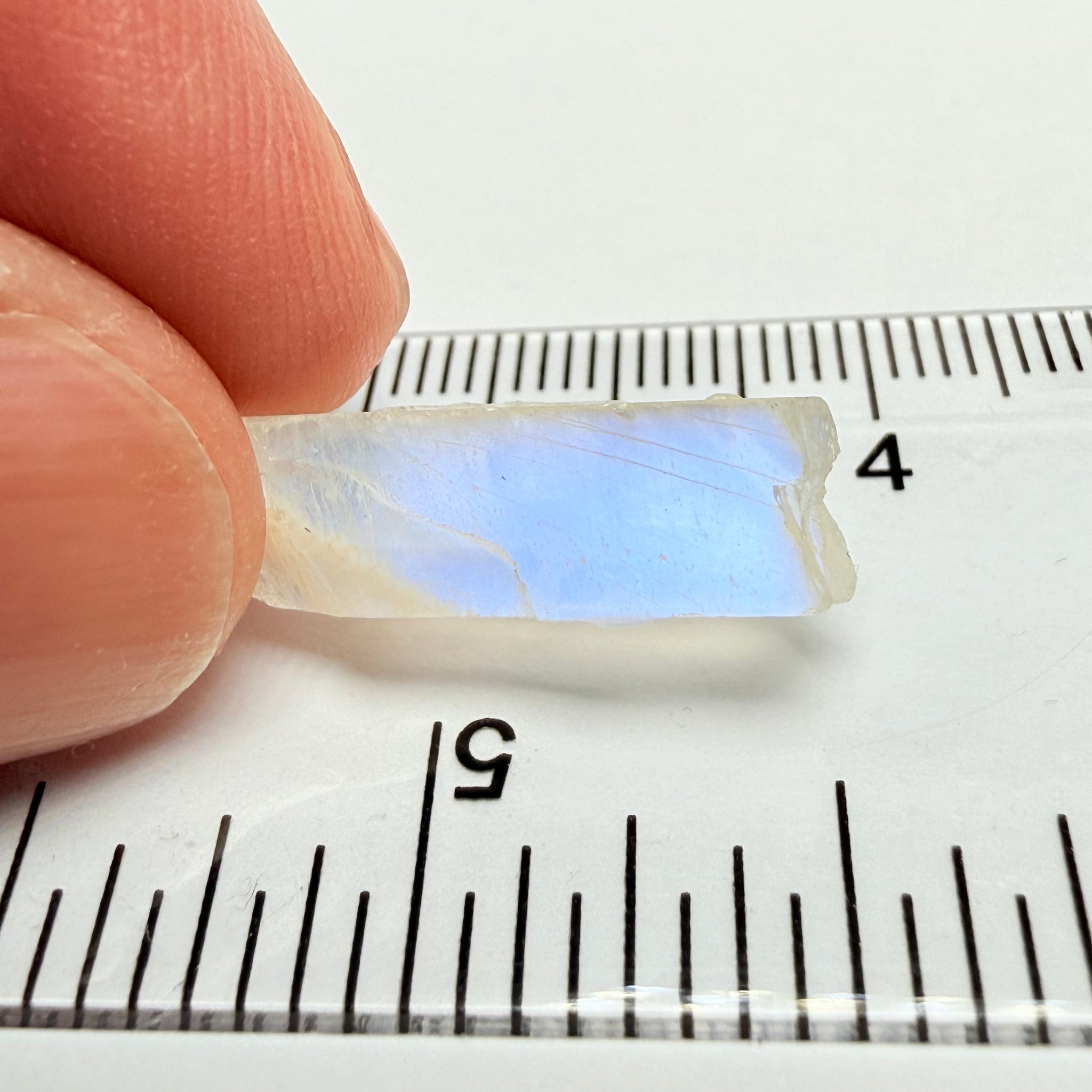 Blue Sheen Moonstone, 8.28ct, Tanzania, Untreated Unheated, mark angle of sheen
