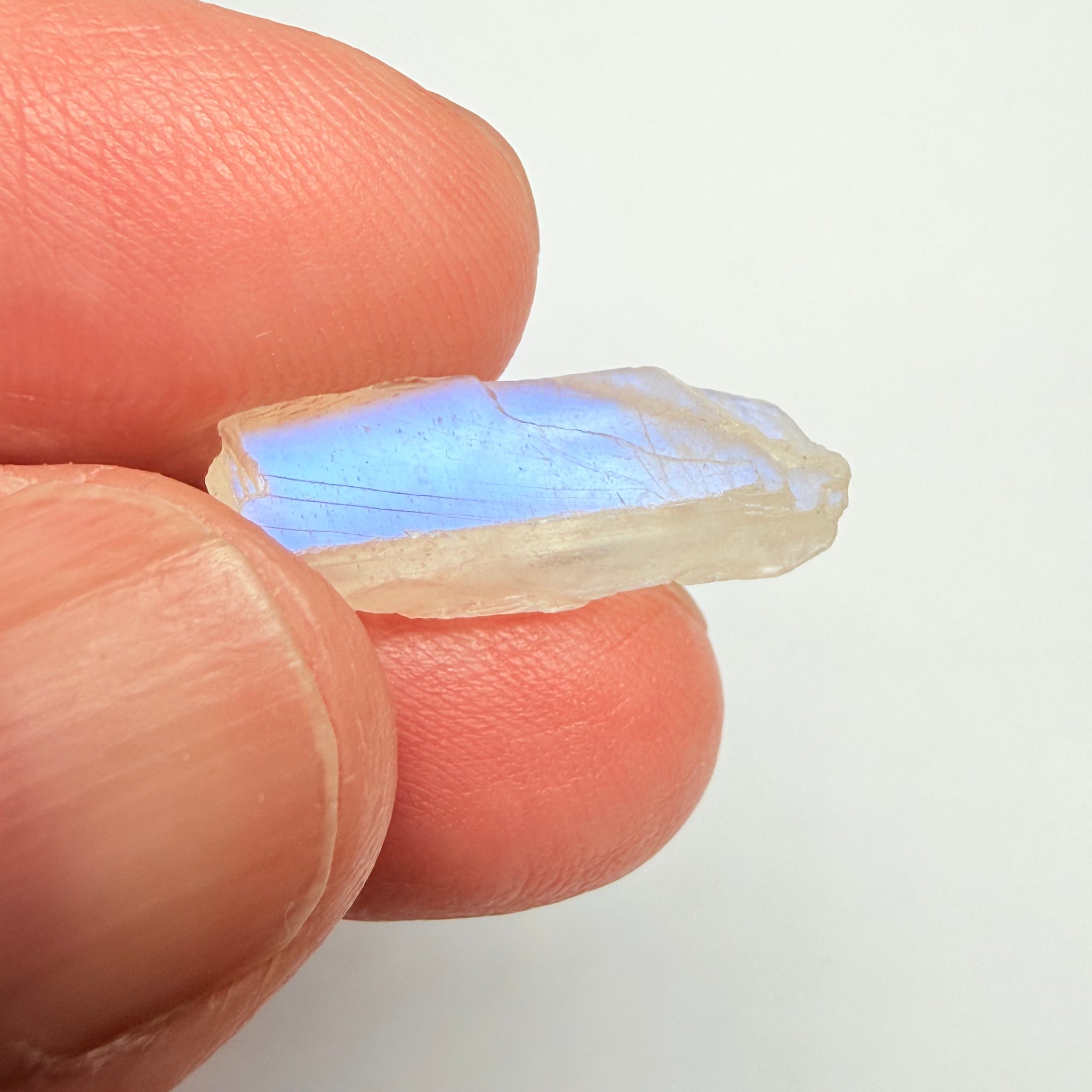 Blue Sheen Moonstone, 8.28ct, Tanzania, Untreated Unheated, mark angle of sheen