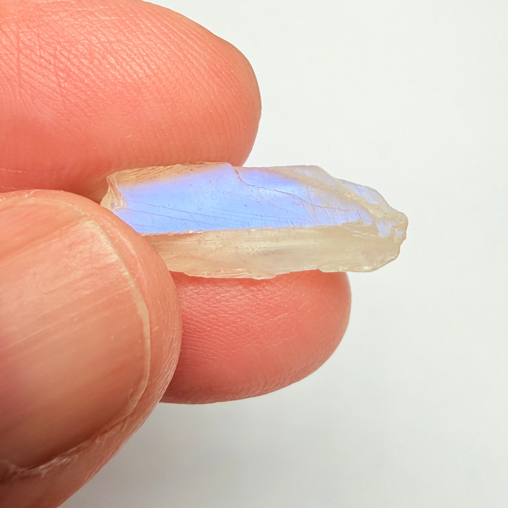 Blue Sheen Moonstone, 8.28ct, Tanzania, Untreated Unheated, mark angle of sheen