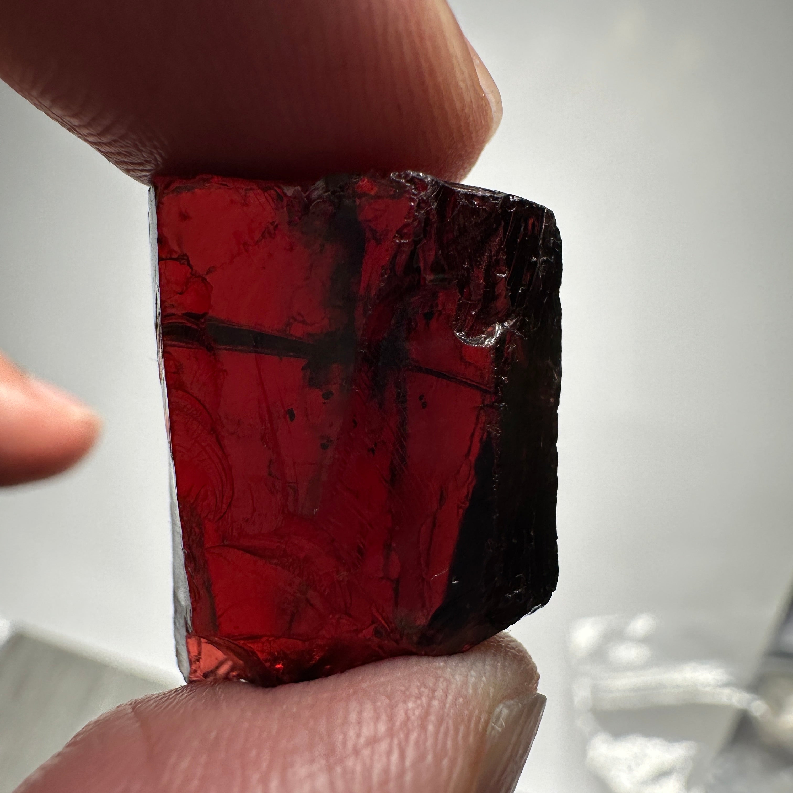 54.70ct Umba Garnet, Tanzania, dividing crack rest clean with only a couple of black spots, Untreated Unheated