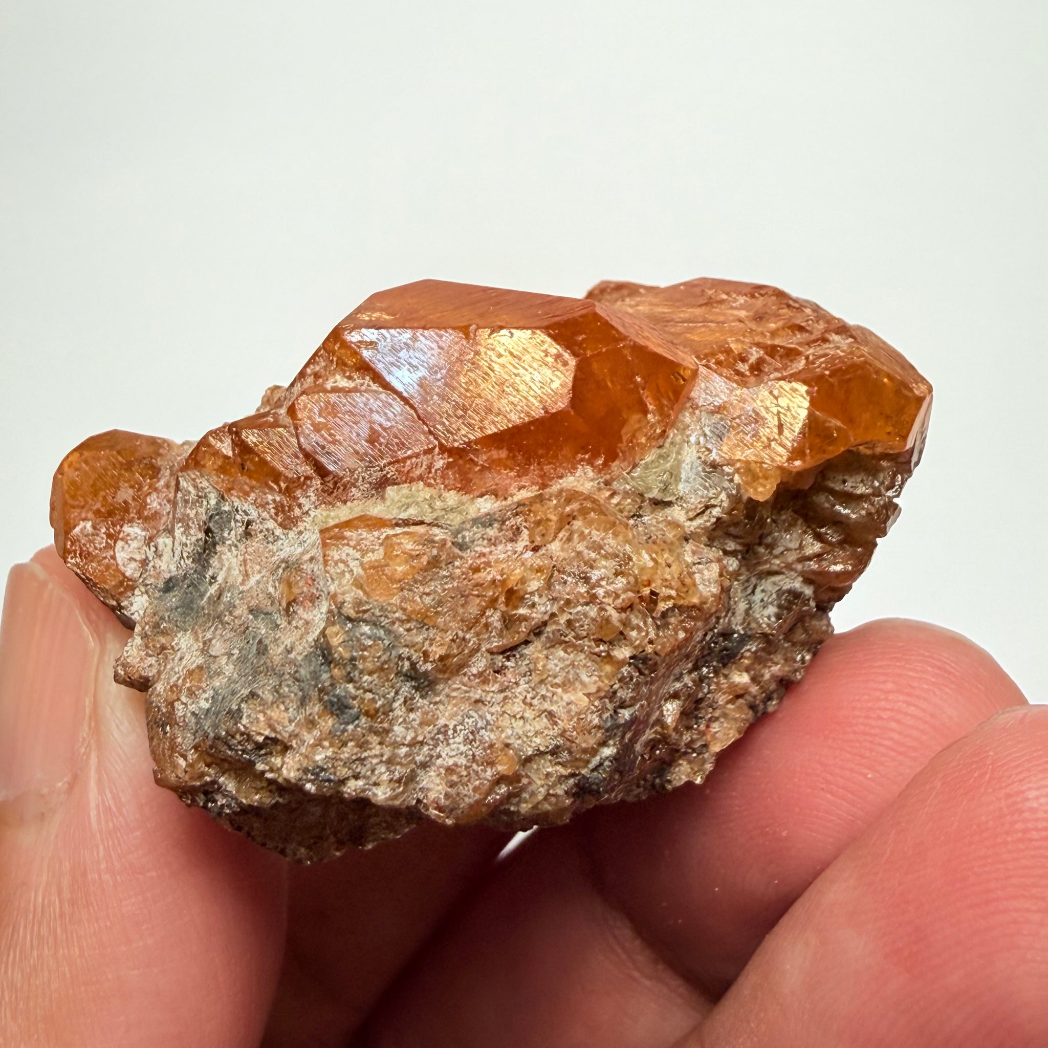 Spessartite Garnet Crystal on Matrix, 58.10gm, Loliondo, Tanzania, Untreated Unheated