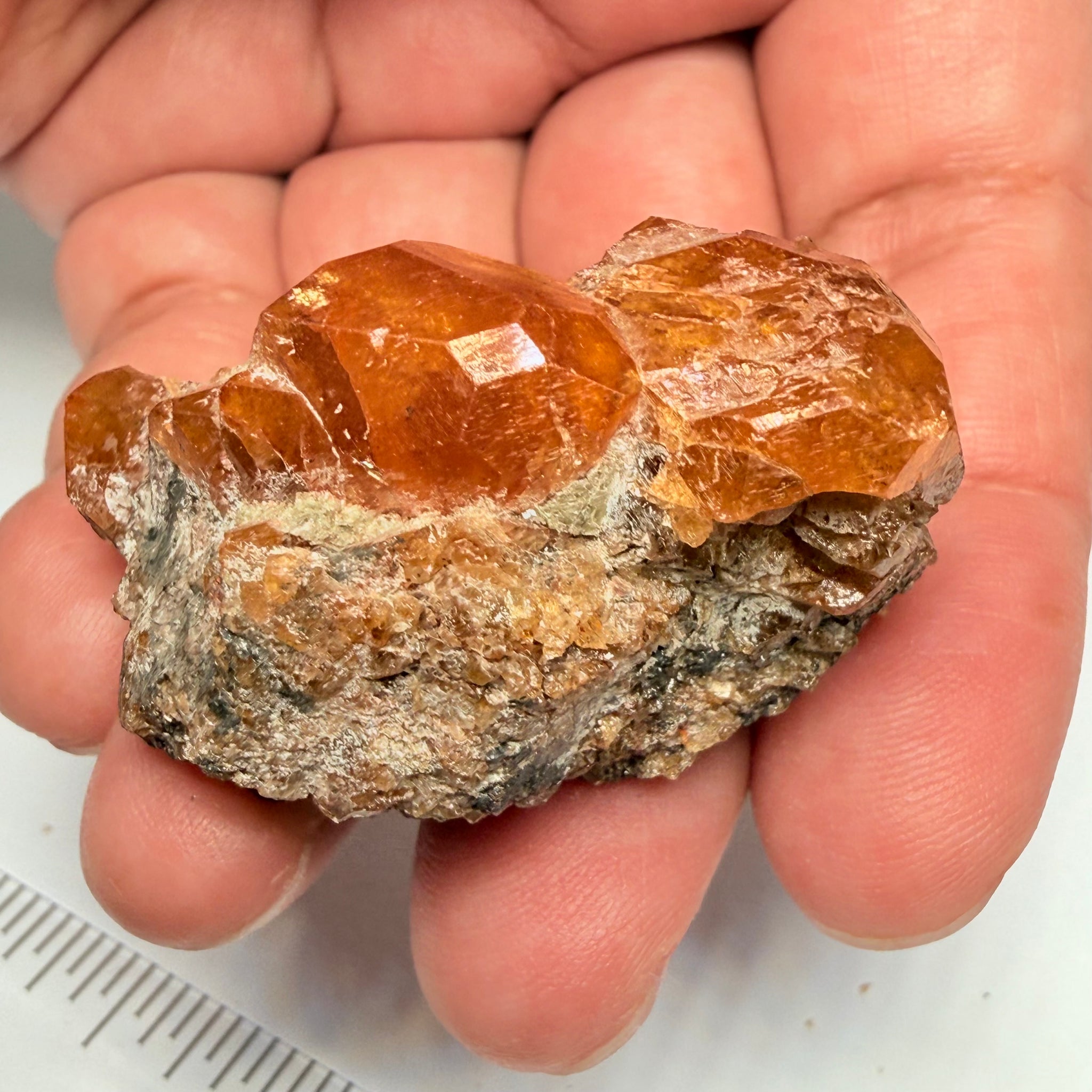Spessartite Garnet Crystal on Matrix, 58.10gm, Loliondo, Tanzania, Untreated Unheated