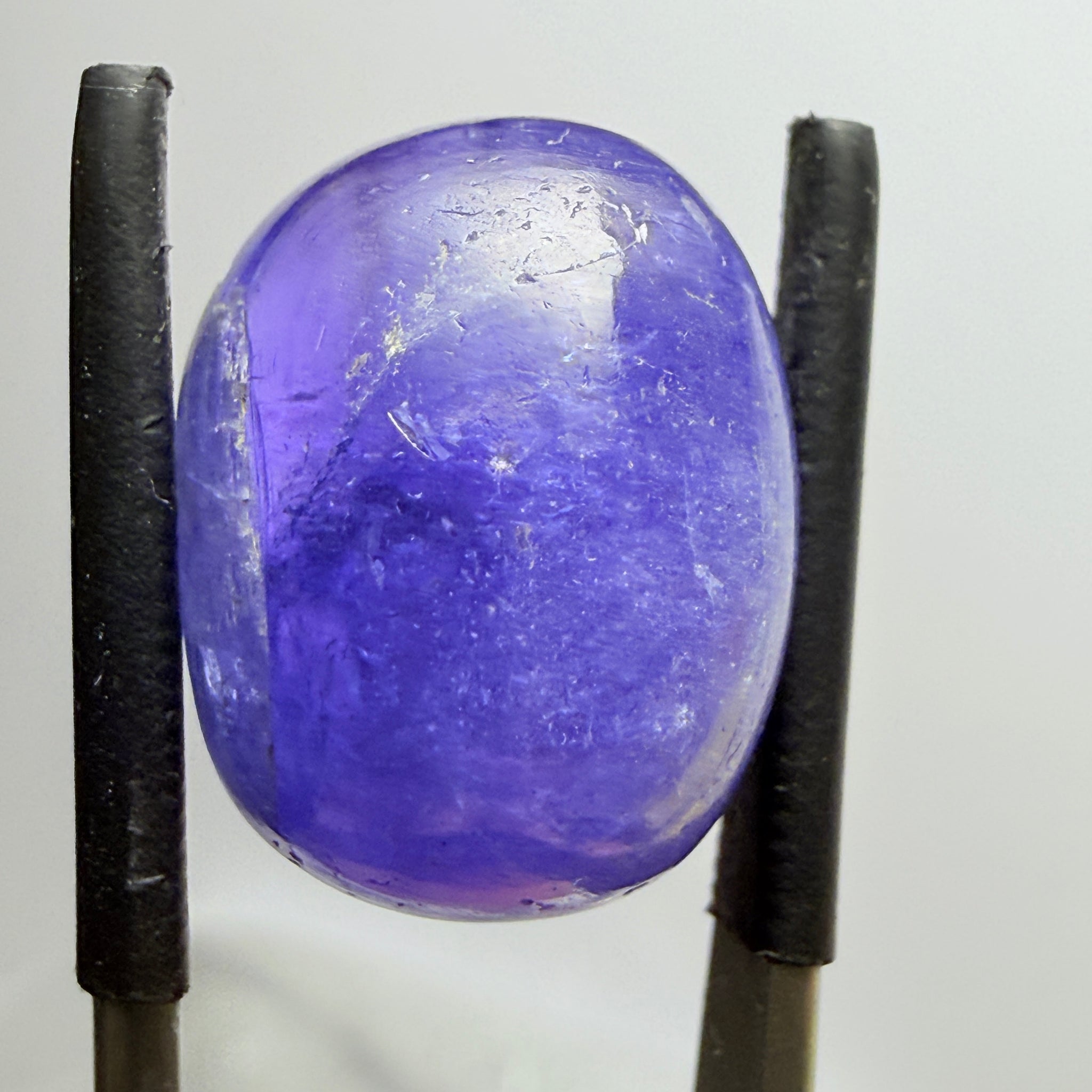 Tanzanite Cabochon, 19.38ct, Merelani, Tanzania, Gently Heated, nice gemmy portion on the side