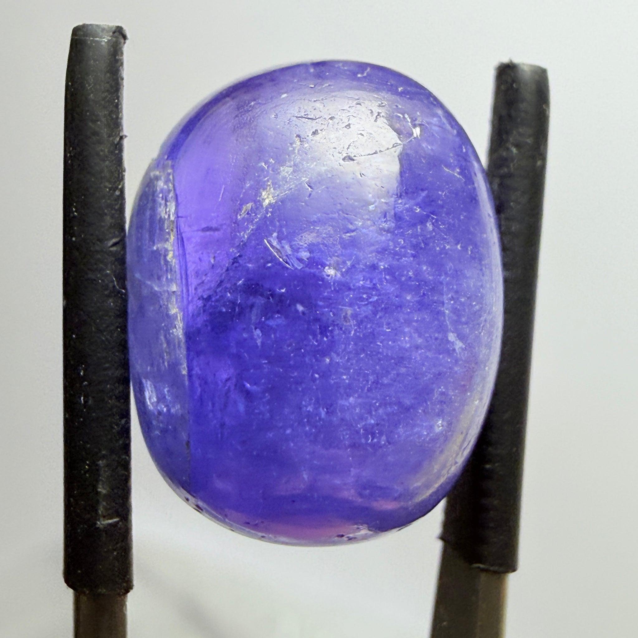 Tanzanite Cabochon, 19.38ct, Merelani, Tanzania, Gently Heated, nice gemmy portion on the side