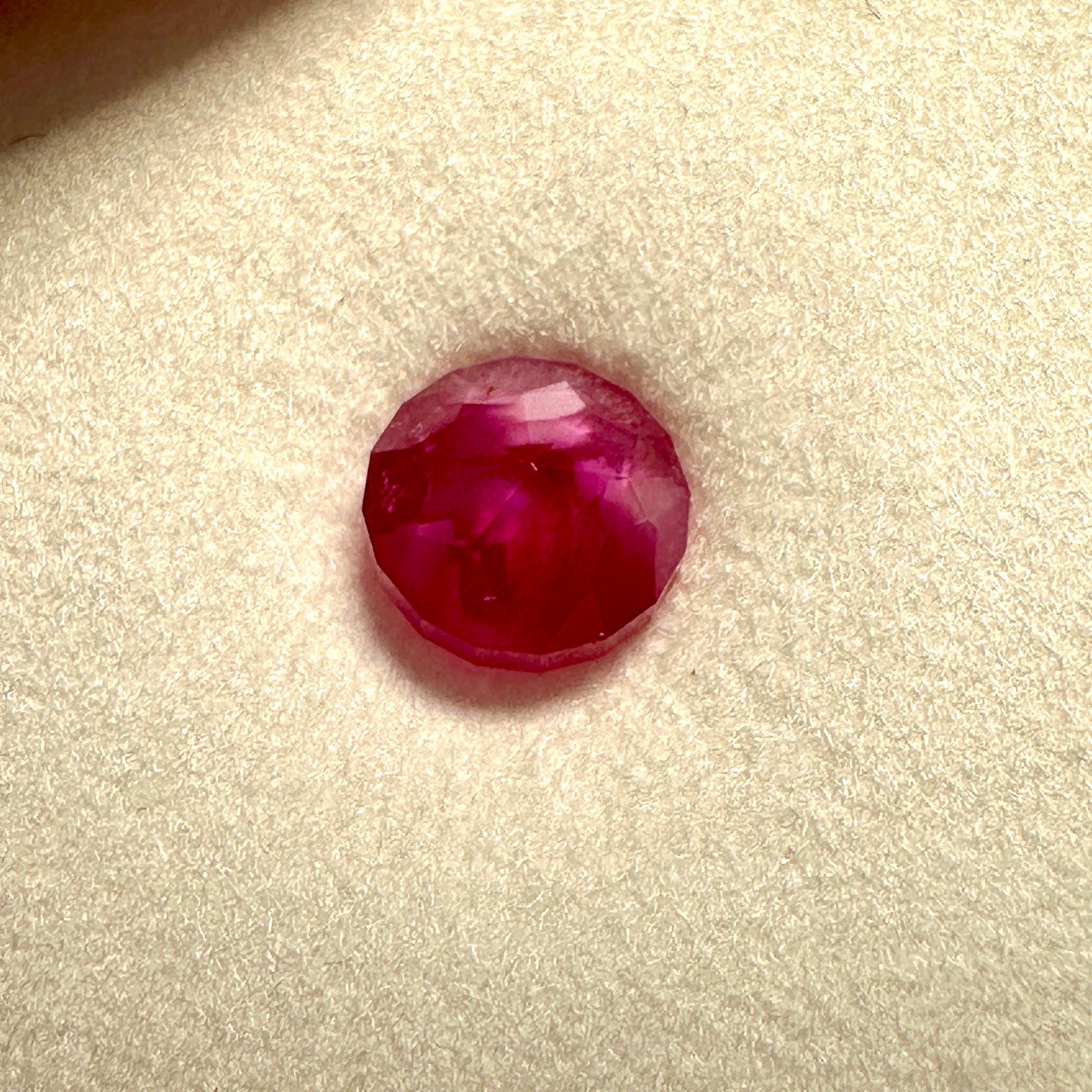 Winza Ruby, Tanzania, 1.475ct, Untreated Unheated. 5.7mm x 6.1mm, Custom Cut by us here in London
