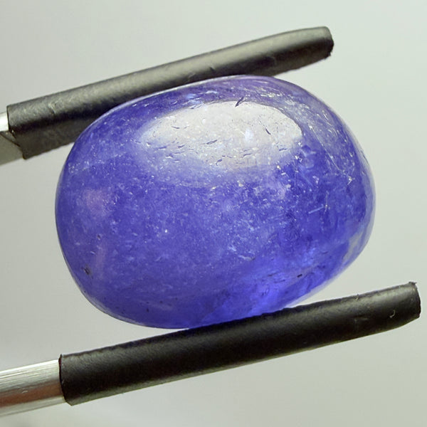 Tanzanite Cabochon, 19.38ct, Merelani, Tanzania, Gently Heated, nice gemmy portion on the side