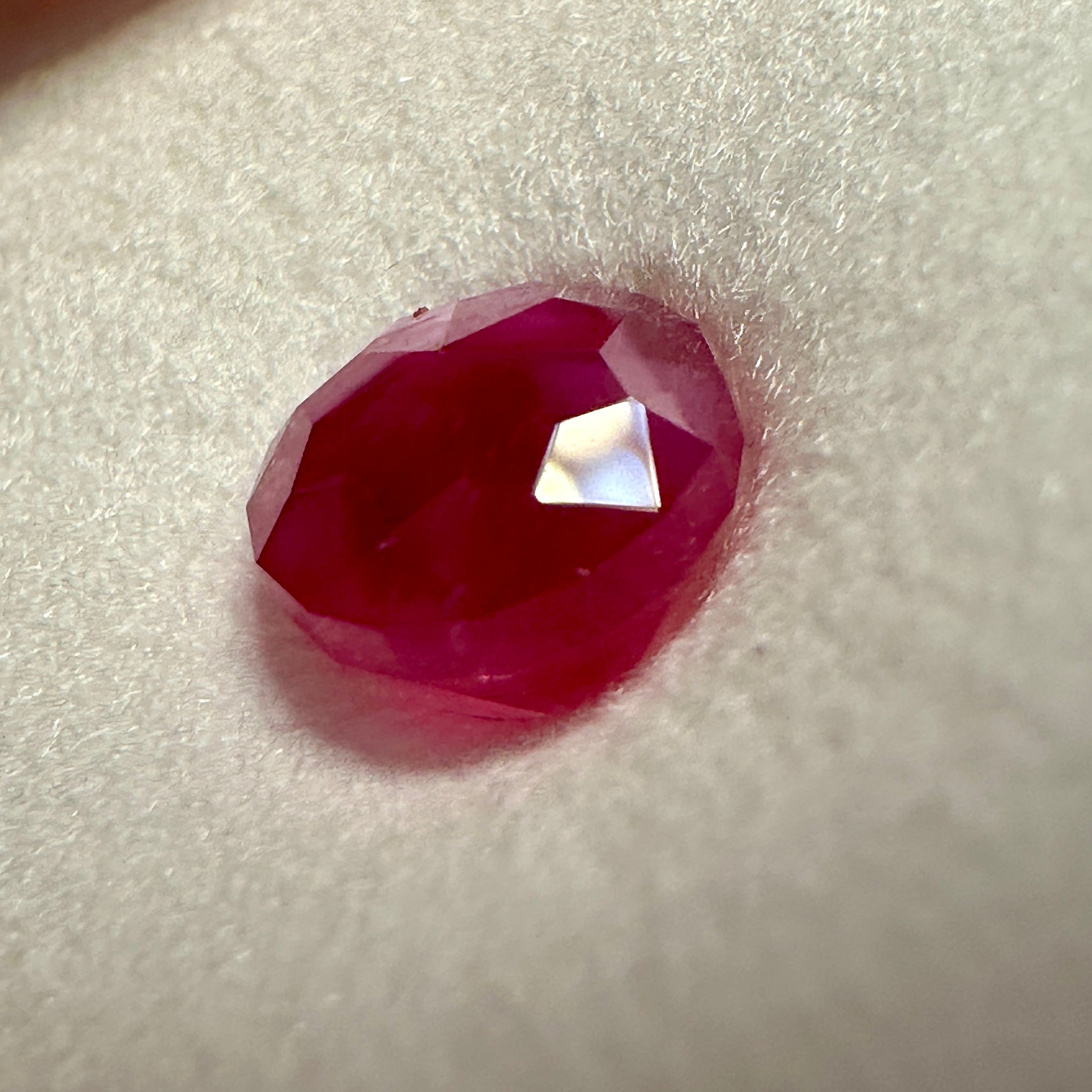 Winza Ruby, Tanzania, 1.475ct, Untreated Unheated. 5.7mm x 6.1mm, Custom Cut by us here in London