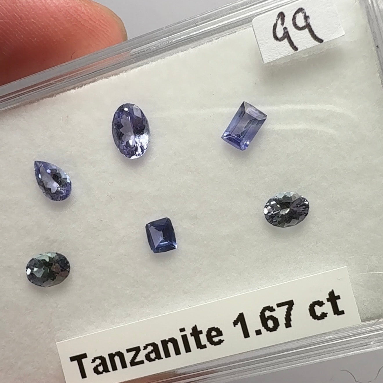 Tanzanite Box, 1.67ct, Merelani, Tanzania, some Gently Heated, some Unheated, native cuts