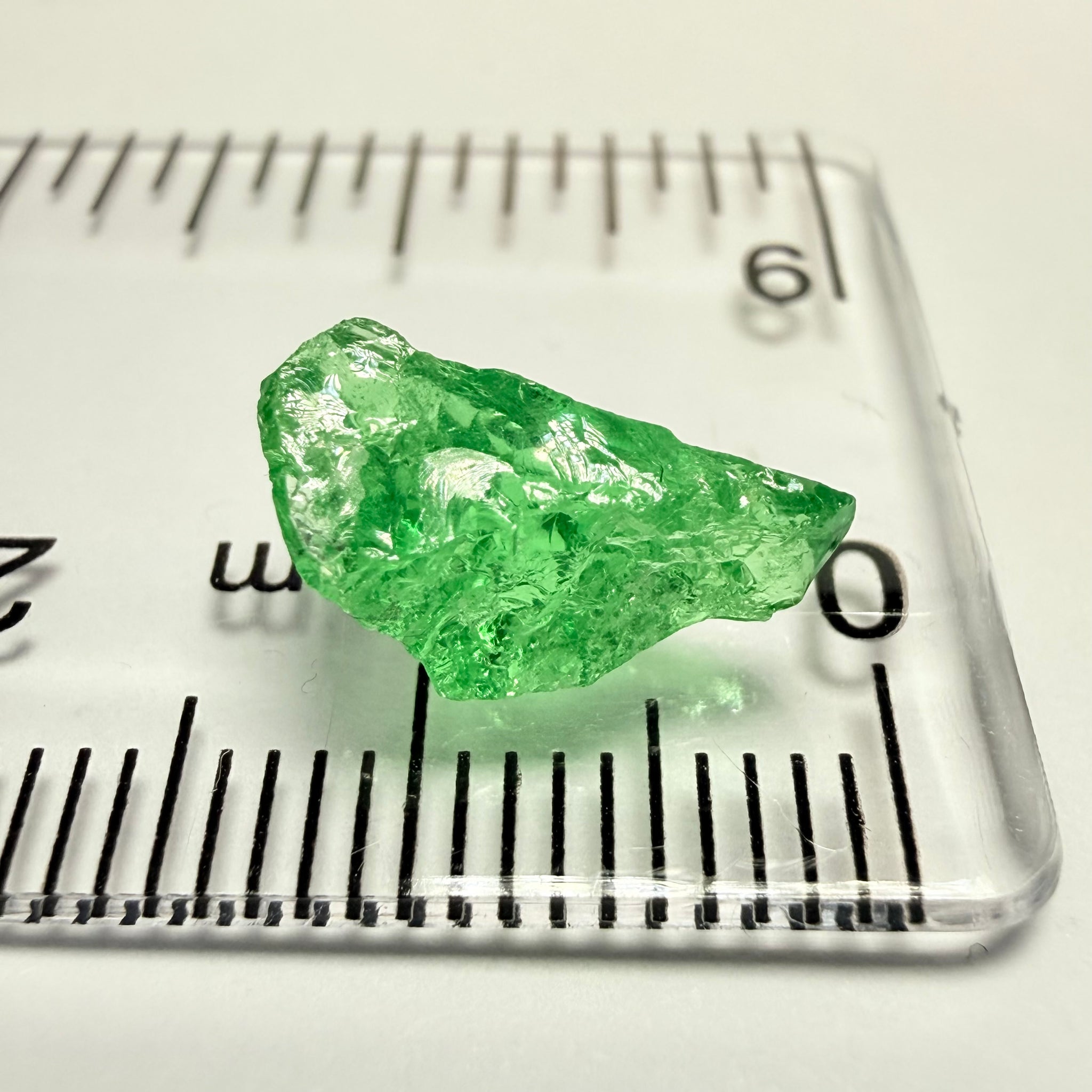 Tsavorite Garnet, 2.67ct, Tanzania, Untreated Unheated. Slight veils inside, really bad shape for faceting