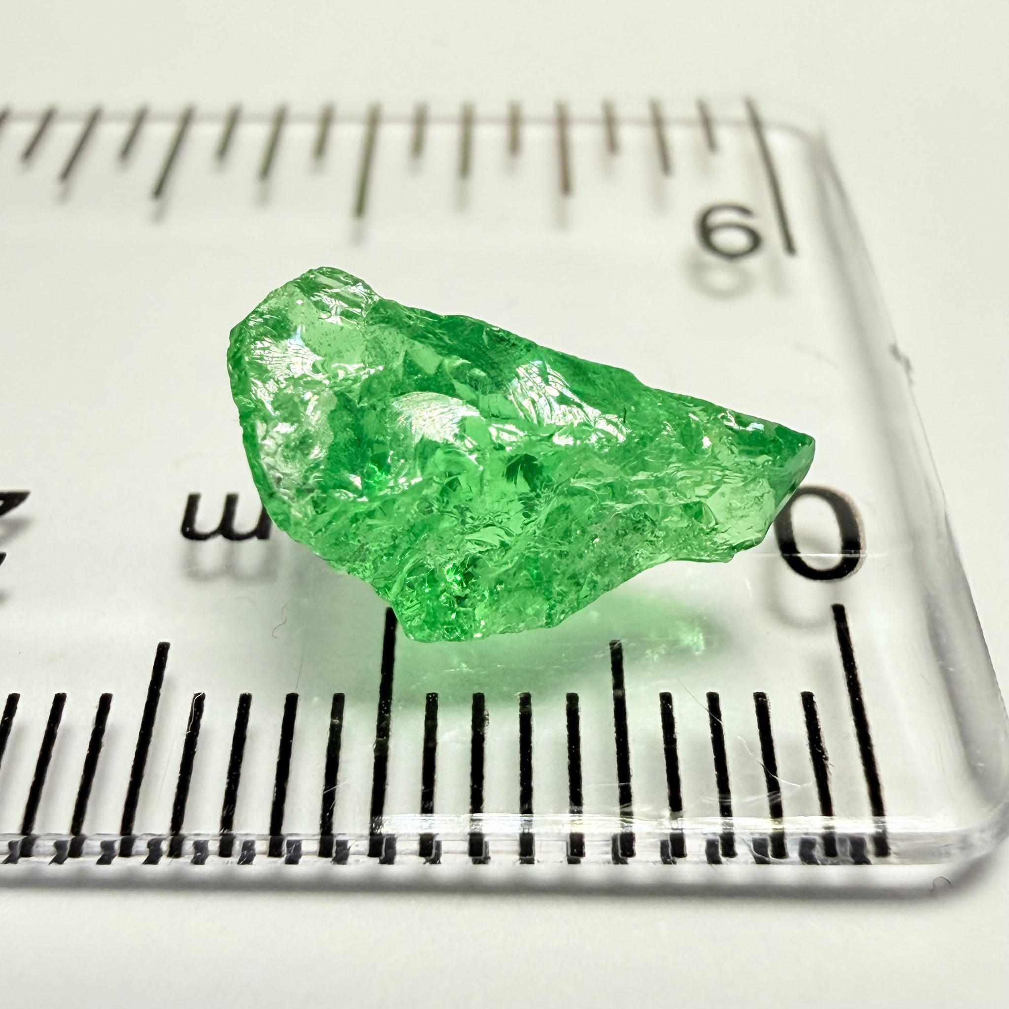 Tsavorite Garnet, 2.67ct, Tanzania, Untreated Unheated. Slight veils inside, really bad shape for faceting