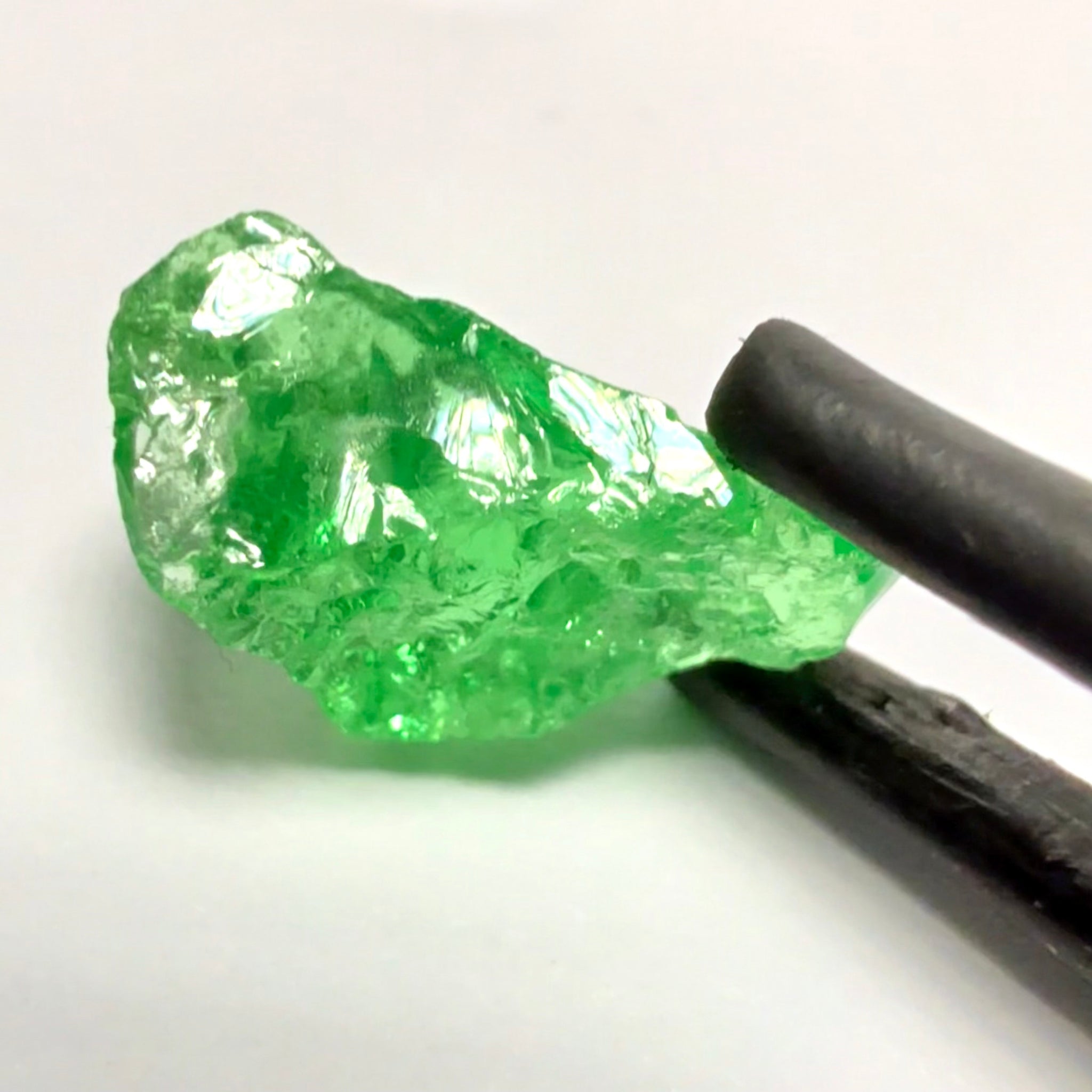 Tsavorite Garnet, 2.67ct, Tanzania, Untreated Unheated. Slight veils inside, really bad shape for faceting