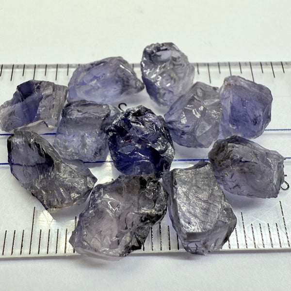 Iolite lot, 27.23ct, Babati, Tanzania, Unheated, Untreated, vs-vvs, 11pc, 2.47ct av