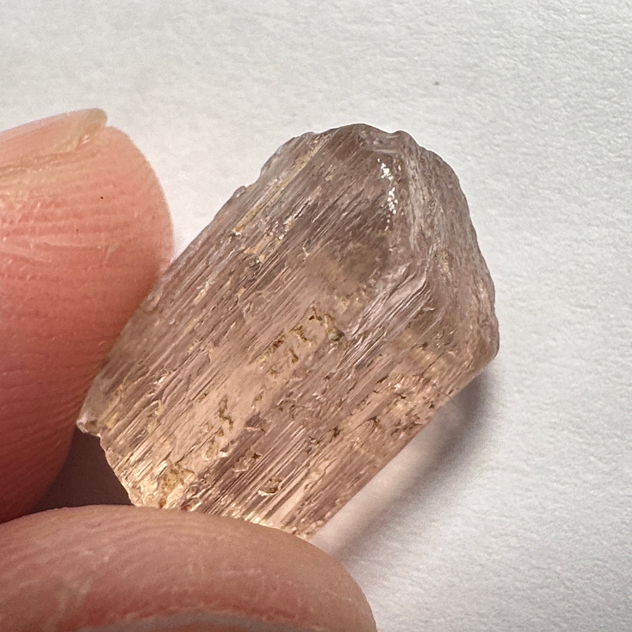 Exceptionally Rare Peach Pink Scapolite Crystal, 12.14ct, Tanzania, Untreated Unheated, vvs-if (Flawless)
