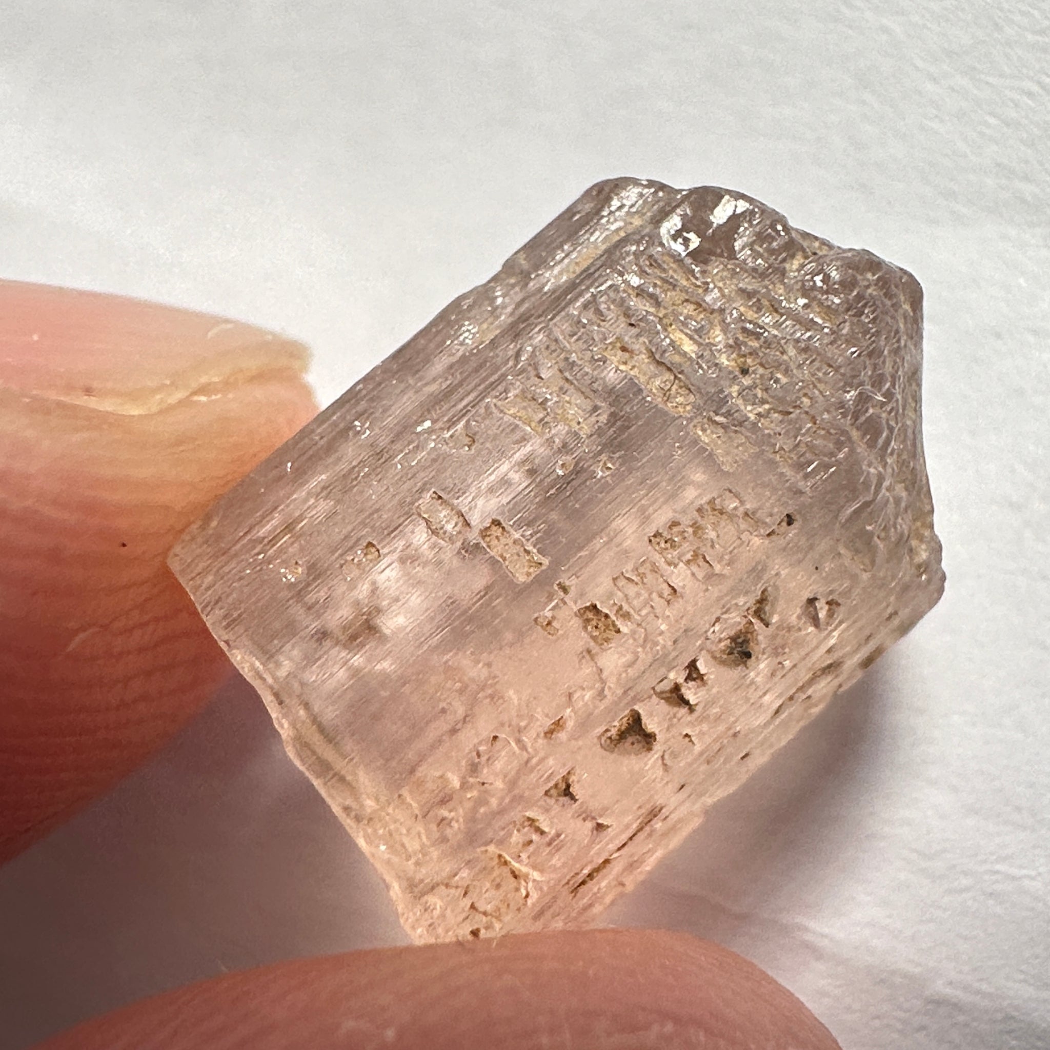 Exceptionally Rare Peach Pink Scapolite Crystal, 12.14ct, Tanzania, Untreated Unheated, vvs-if (Flawless)