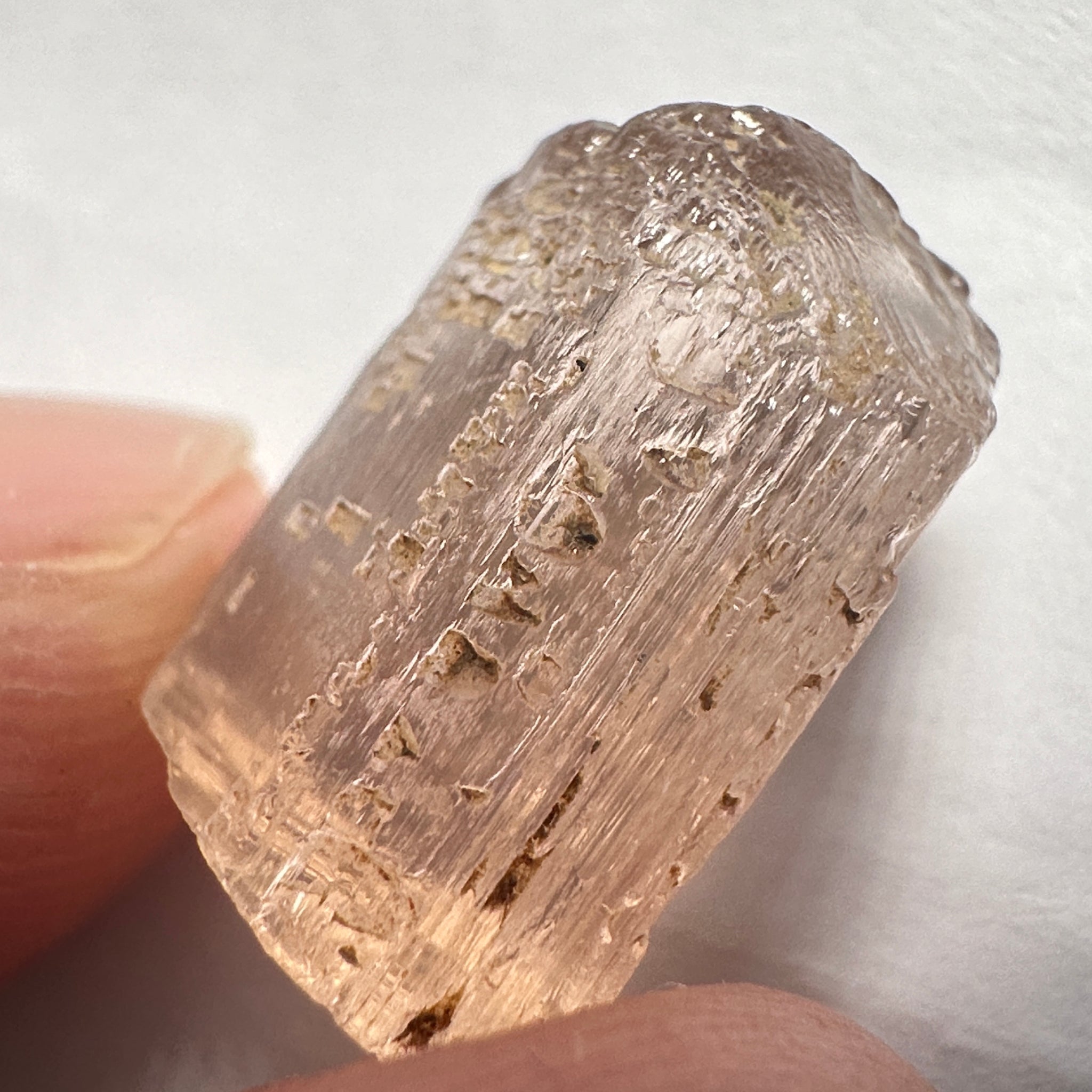Exceptionally Rare Peach Pink Scapolite Crystal, 12.14ct, Tanzania, Untreated Unheated, vvs-if (Flawless)