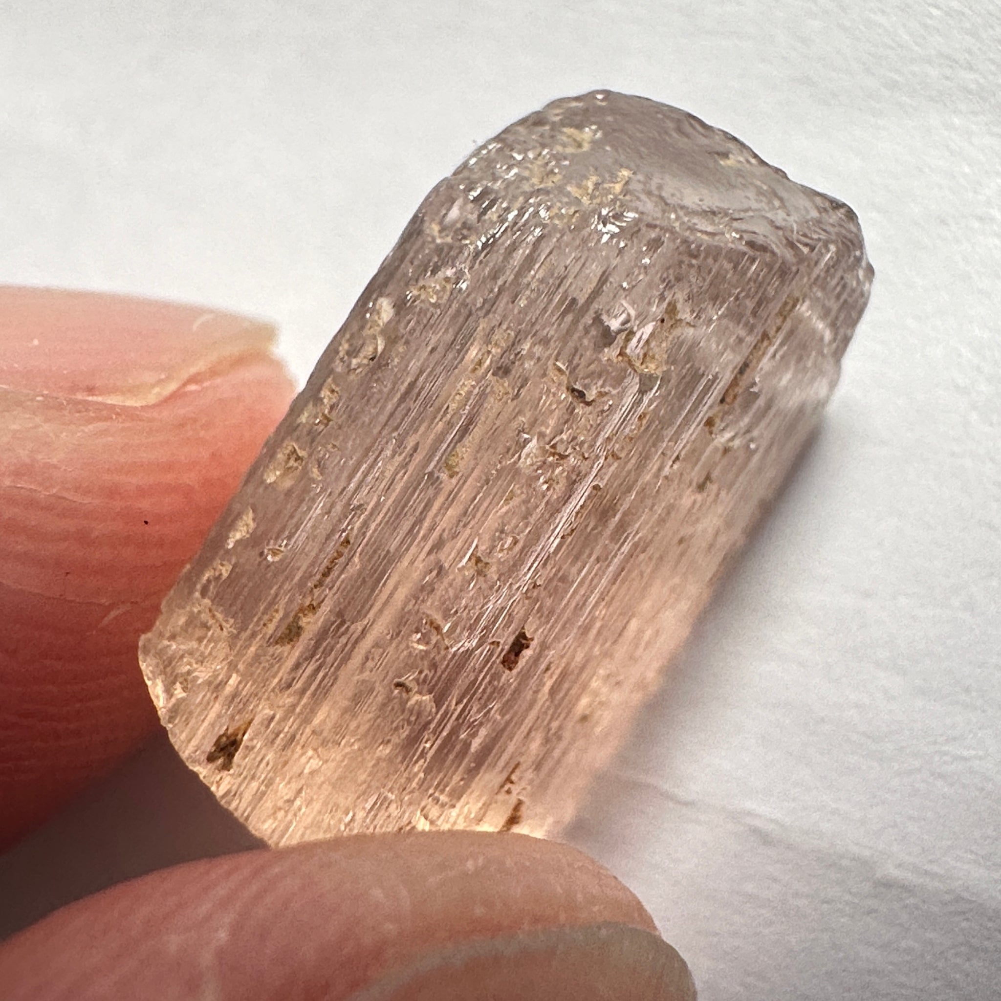 Exceptionally Rare Peach Pink Scapolite Crystal, 12.14ct, Tanzania, Untreated Unheated, vvs-if (Flawless)