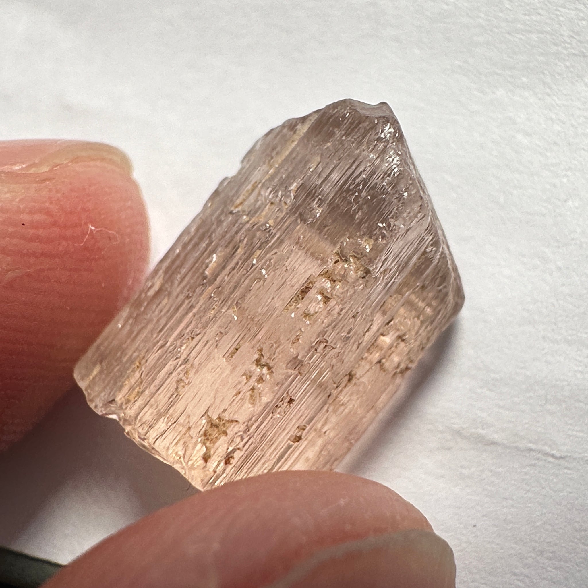 Exceptionally Rare Peach Pink Scapolite Crystal, 12.14ct, Tanzania, Untreated Unheated, vvs-if (Flawless)
