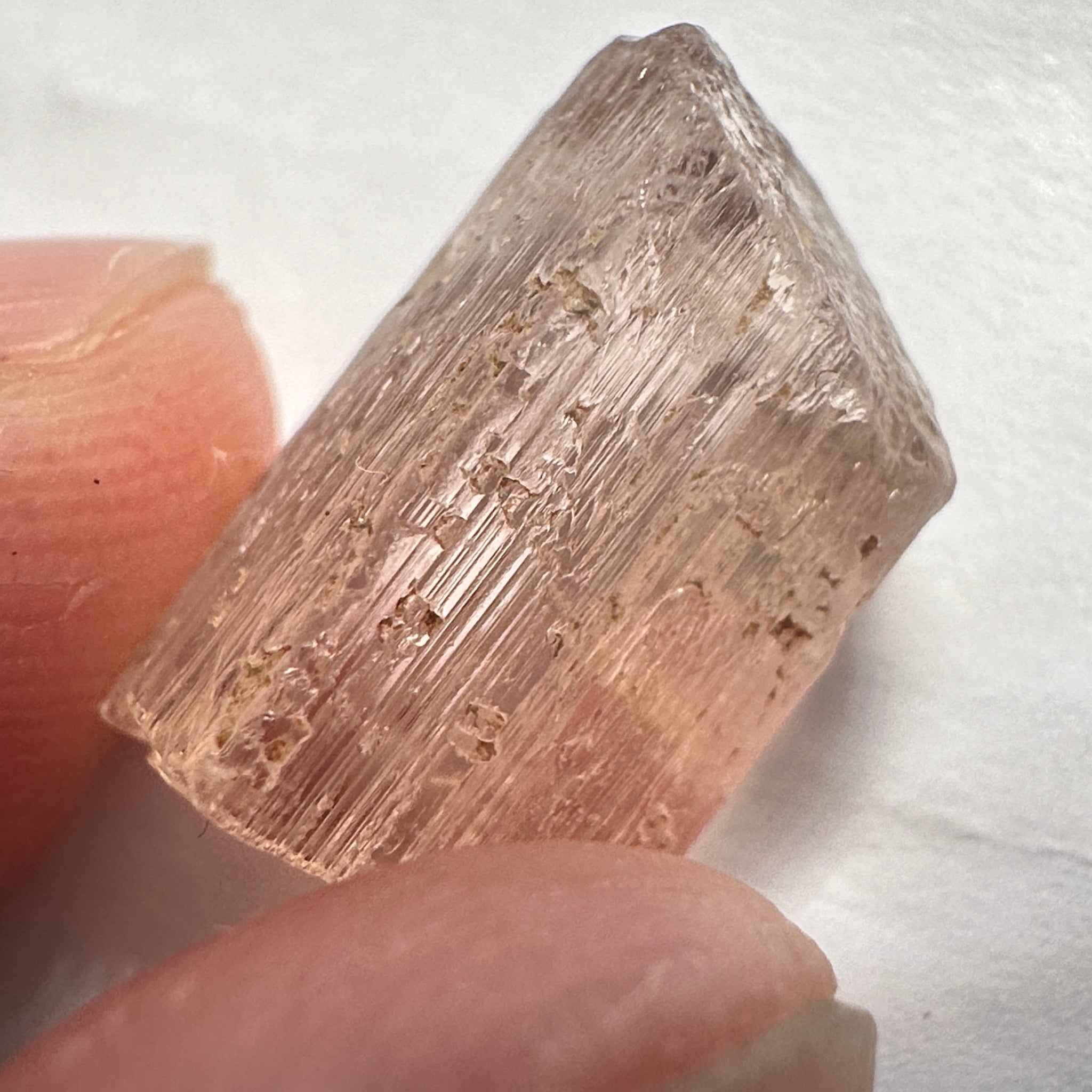 Exceptionally Rare Peach Pink Scapolite Crystal, 12.14ct, Tanzania, Untreated Unheated, vvs-if (Flawless)