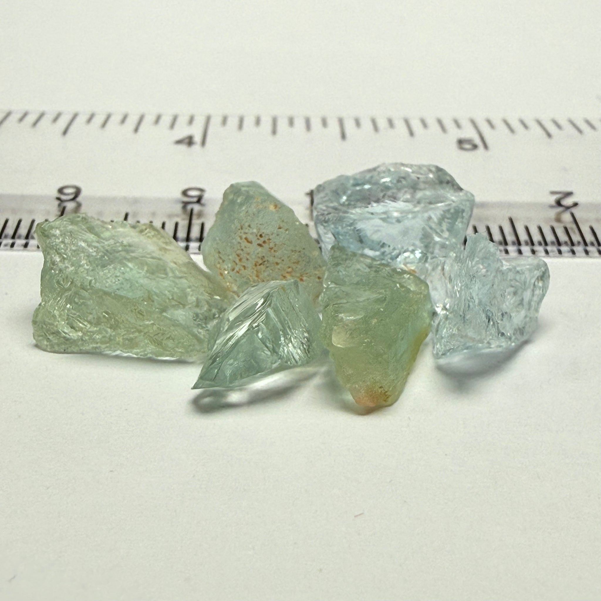 Aquamarine Lot, 25.05ct, Songea, Tanzania, Untreated Unheated, 2.29ct-5.82ct, slight to heavy inclusions, good for cabbing or setting as is into jewellery