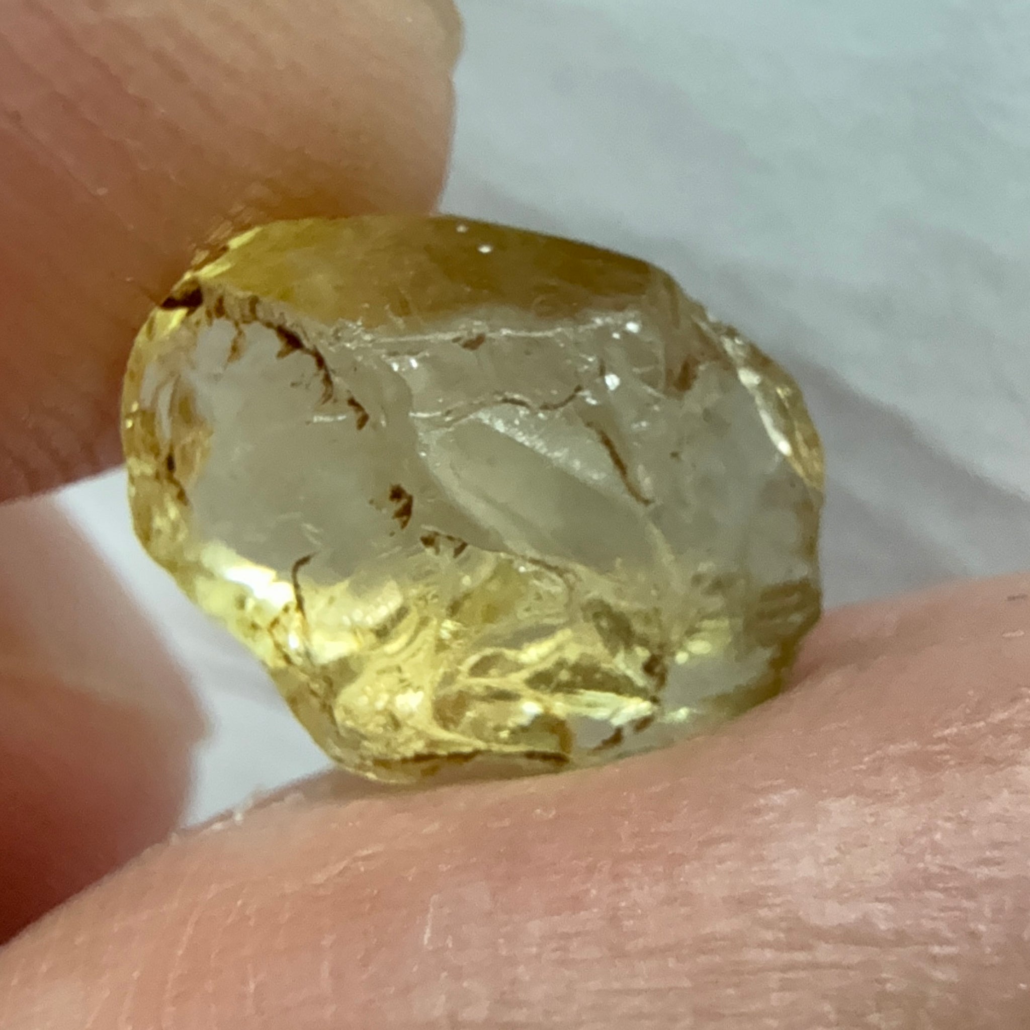 Yellow Tourmaline Crystal, 3.35ct, VVS-IF, Tanzania, Untreated Unheated. Flattish shape