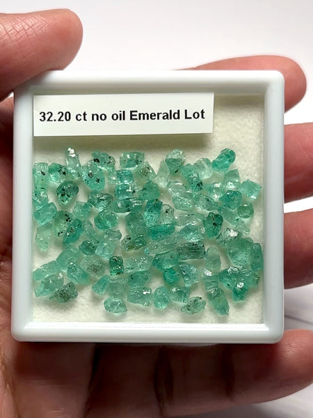 Emerald Crystals Lot, 32.20ct, No Oil, Untreated, Unheated, Tanzania, good for setting as is