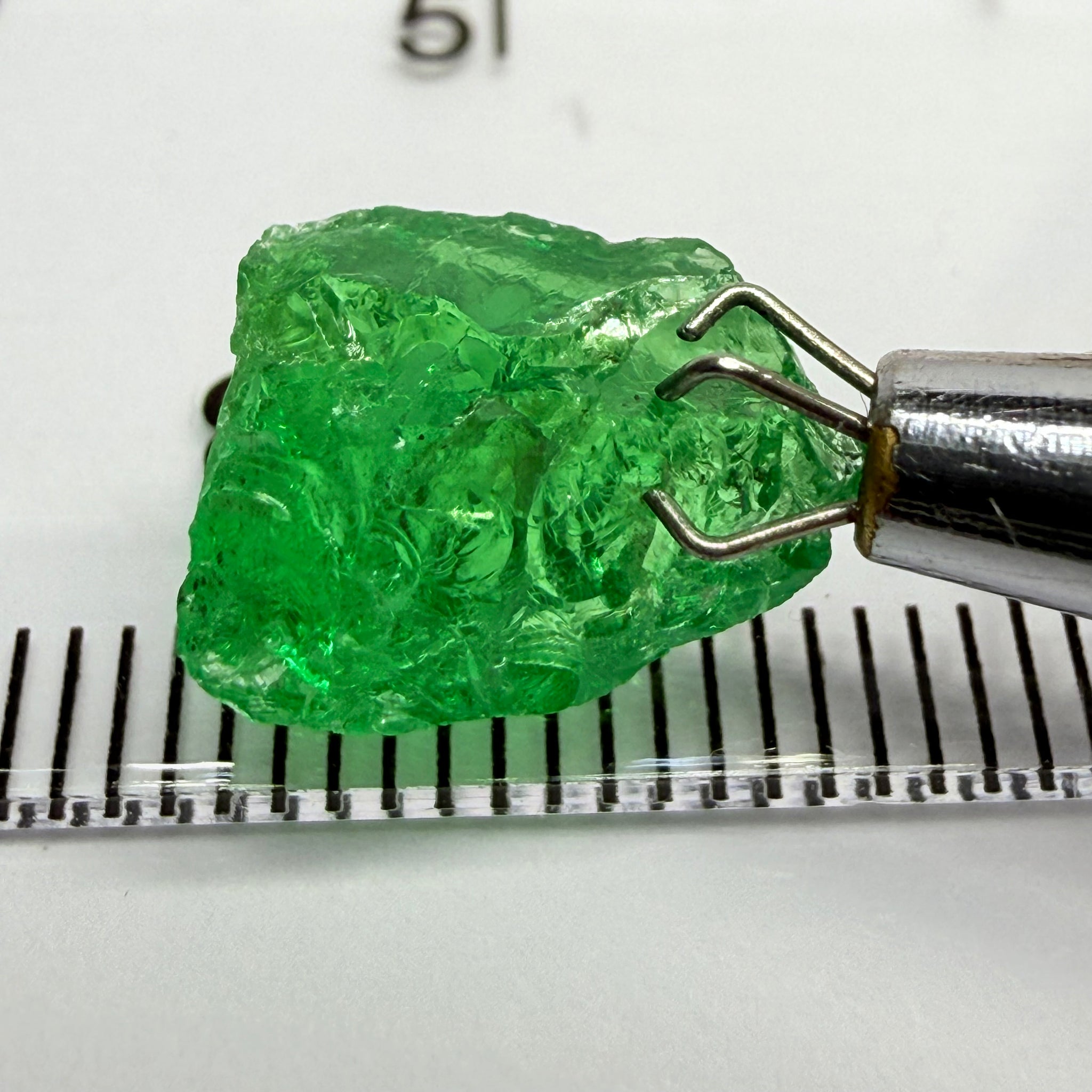 Tsavorite Garnet, 4.19ct, Tanzania, Untreated Unheated. Very slightly veiled, flattish shape