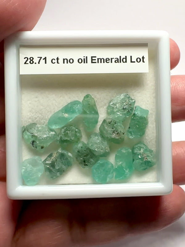 28.71ct Emerald Crystals Lot, No Oil, Untreated, Unheated, Tanzania, good for setting as is