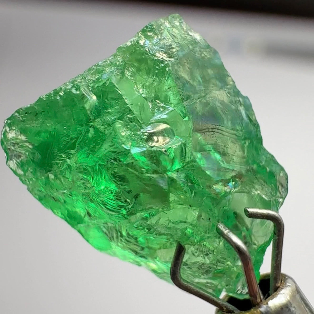 Tsavorite Garnet, 4.19ct, Tanzania, Untreated Unheated. Very slightly veiled, flattish shape