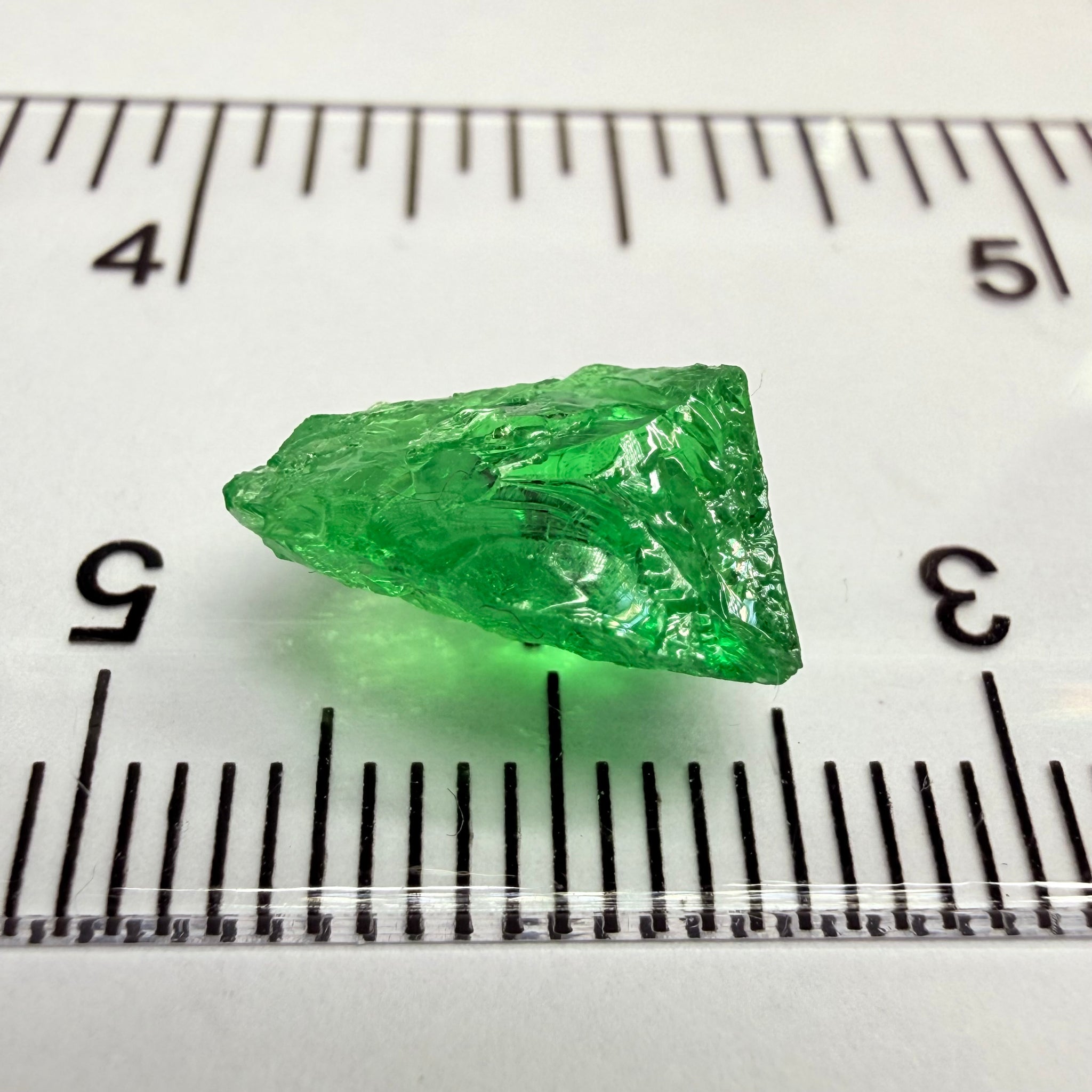 Tsavorite Garnet, 4.19ct, Tanzania, Untreated Unheated. Very slightly veiled, flattish shape