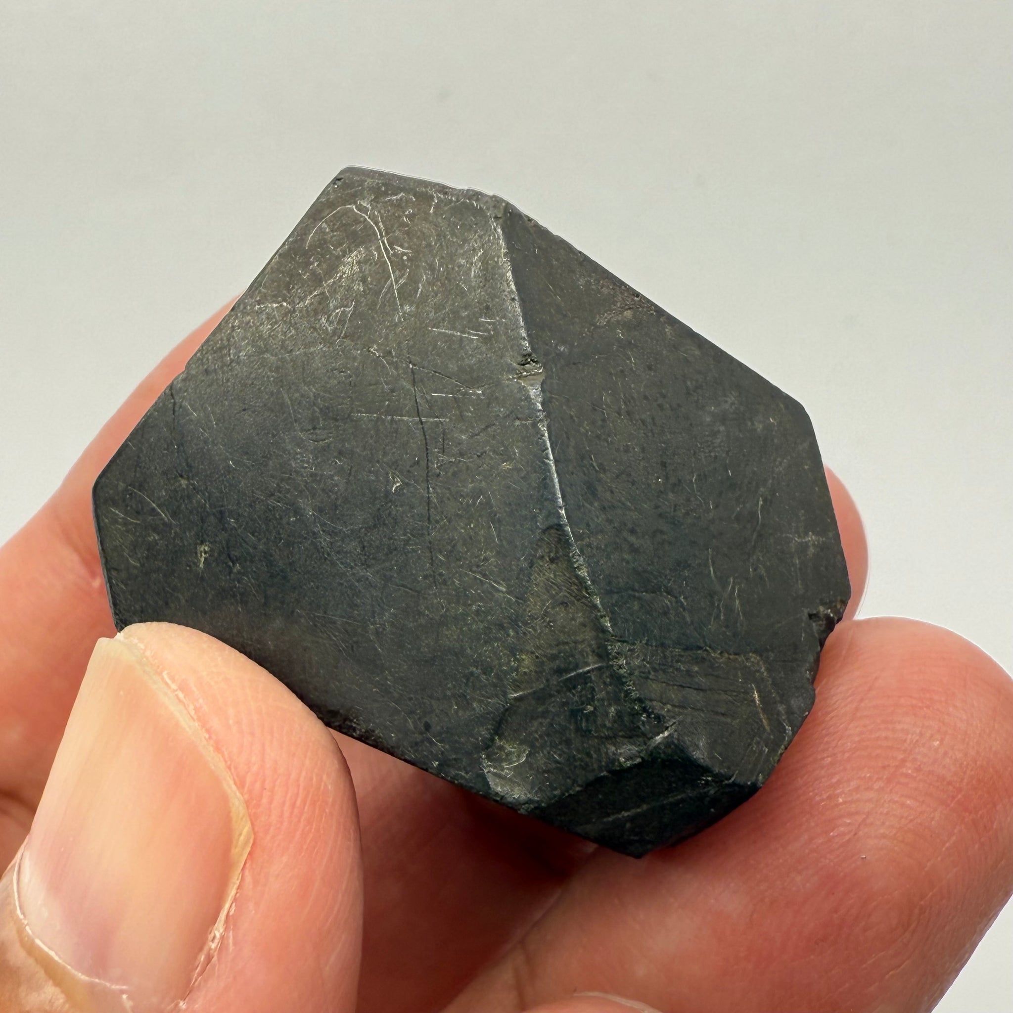 Alabandite Crystal, Merelani, same mining pit as Tanzanite, comes out with Tanzanite, Tanzania, Untreated Unheated. 43.3gm 34.7 x 32.9 x 23.5mm