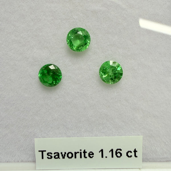 Tsavorite Garnet Lot, 1.16ct, Kenya, Unheated Untreated, native cut.