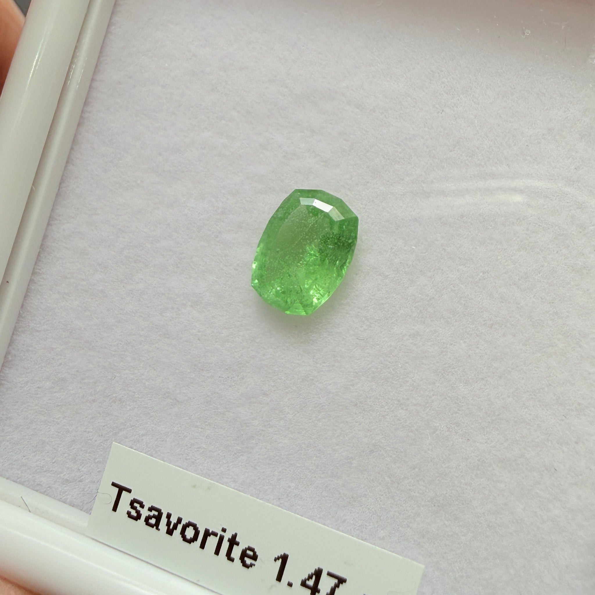 Tsavorite Garnet, 1.47ct, Kenya, Unheated Untreated, native cut.