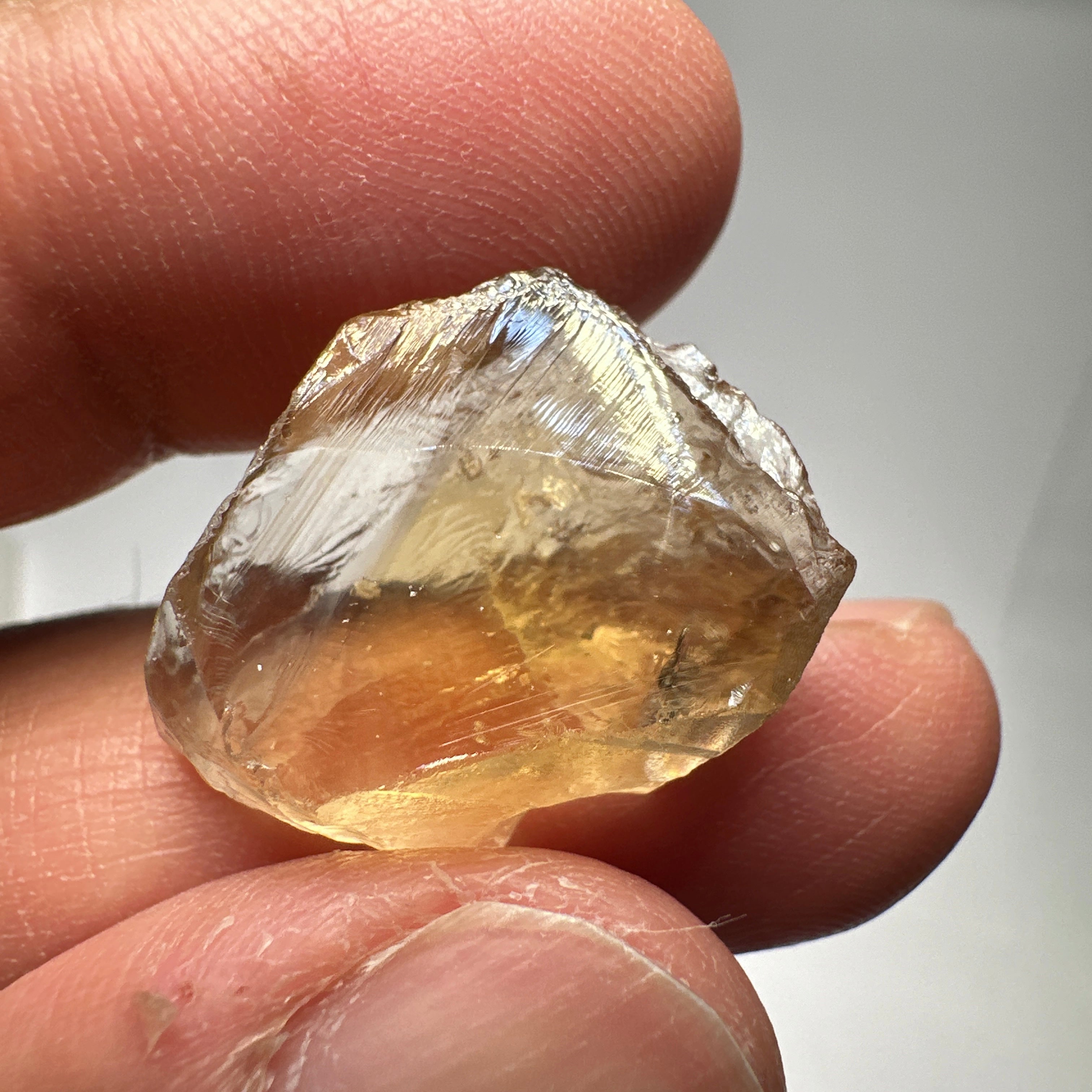 23.08ct Citrine, Zambia, Untreated Unheated, slight issues on outside, rest VVS-IF, shape flat