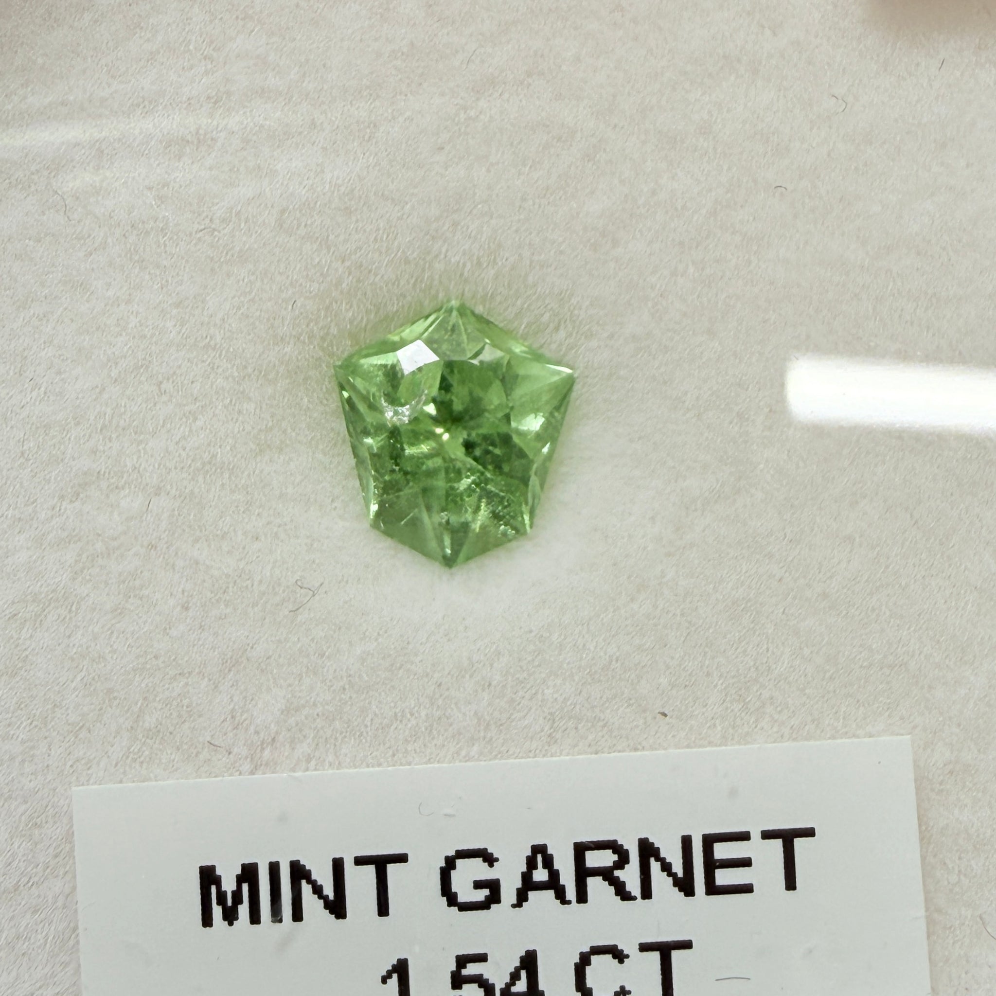 Merelani Mint-Light Colour Tsavorite Garnet, 1.54ct, shield cut, (incl. near table see photos.), Untreated Unheated