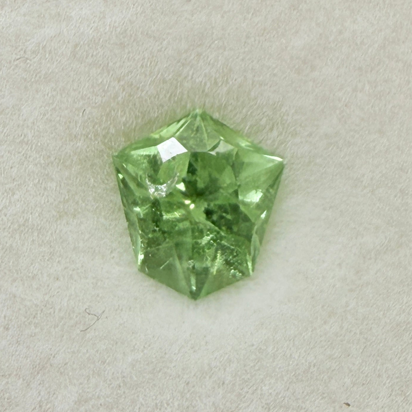 Merelani Mint-Light Colour Tsavorite Garnet, 1.54ct, shield cut, (incl. near table see photos.), Untreated Unheated