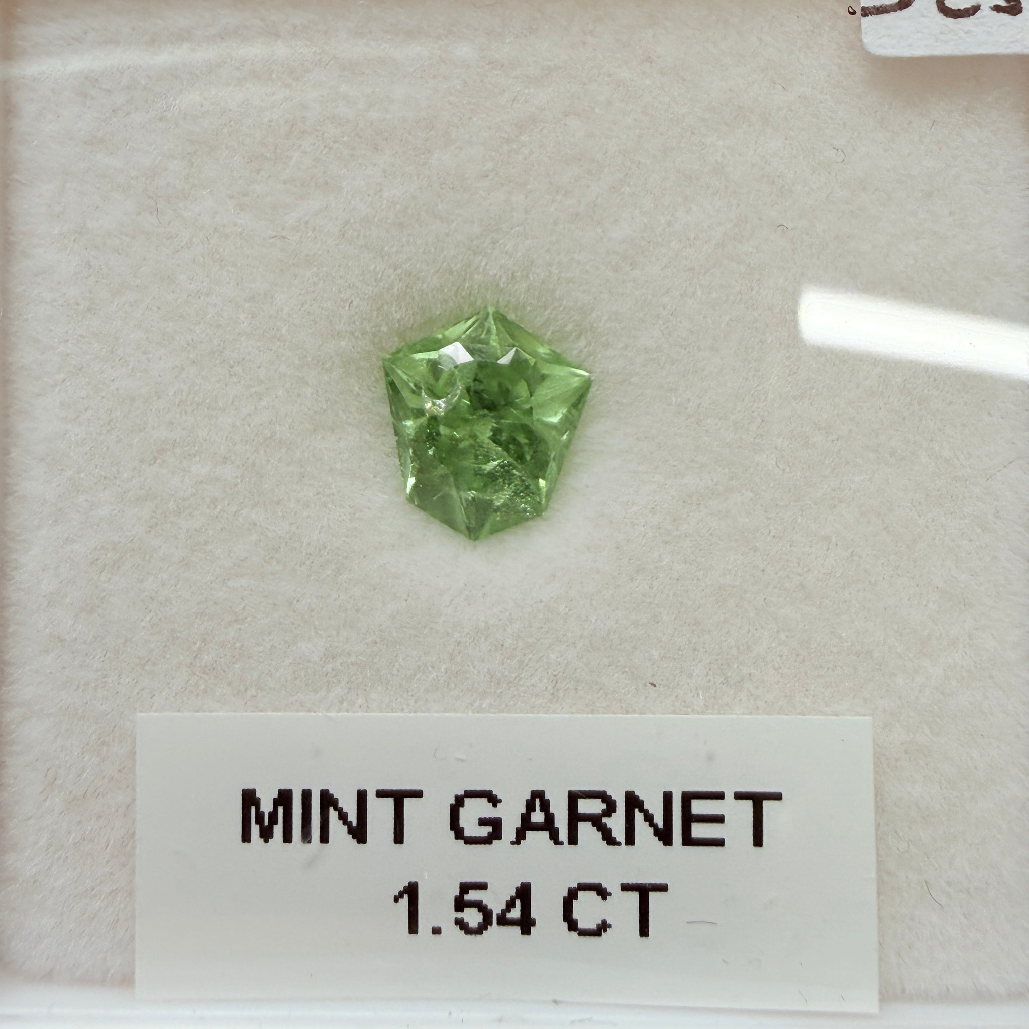 Merelani Mint-Light Colour Tsavorite Garnet, 1.54ct, shield cut, (incl. near table see photos.), Untreated Unheated